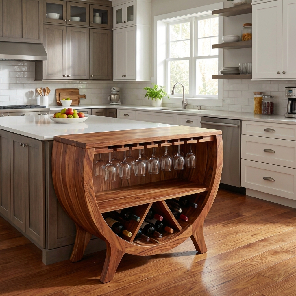 Wooden Wine Cabinet With Bottle Storage For Home Bar RTTHTTBCA036