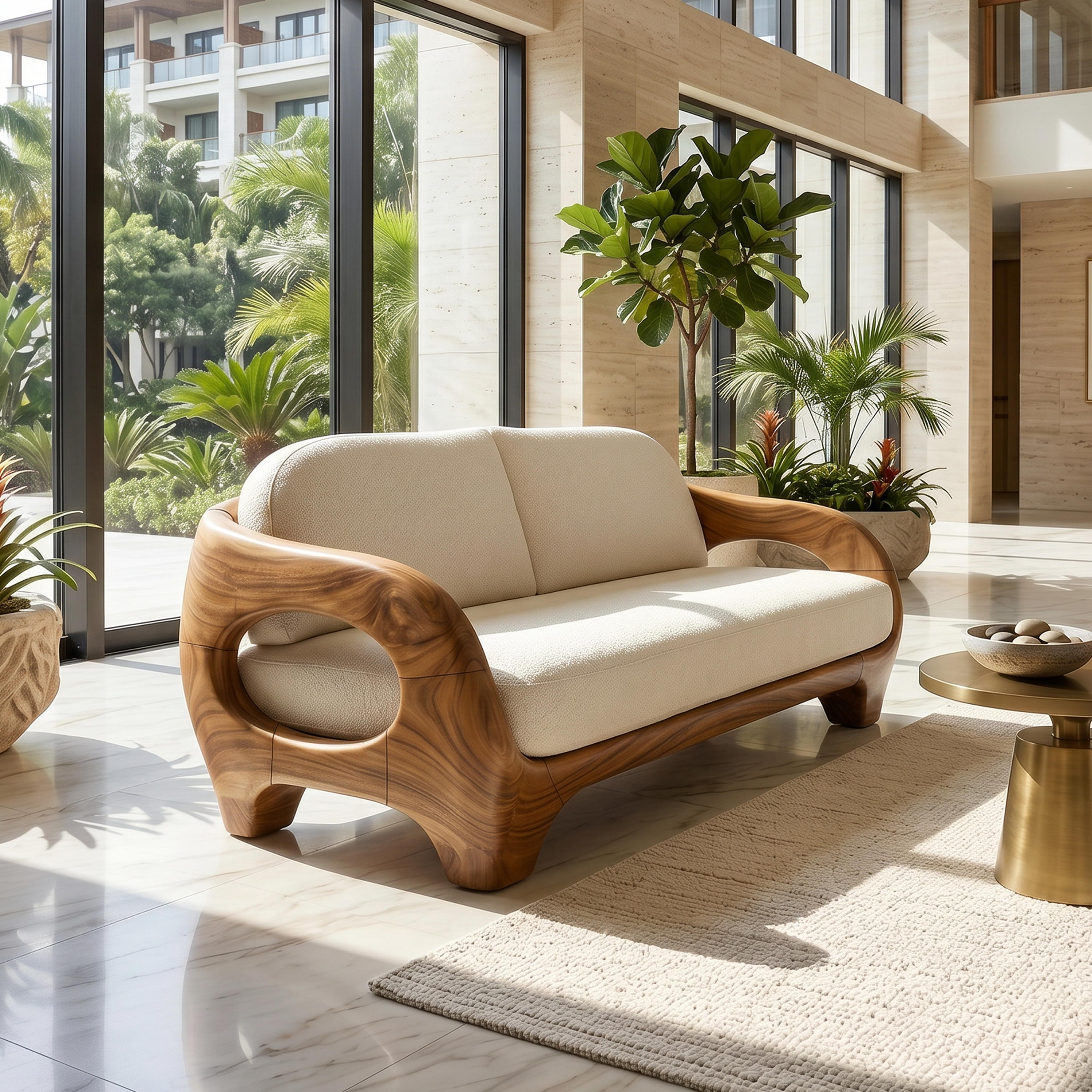 Sculptural Organic Wood Sofa For Contemporary Villa Lounge SILDTTRSFA016