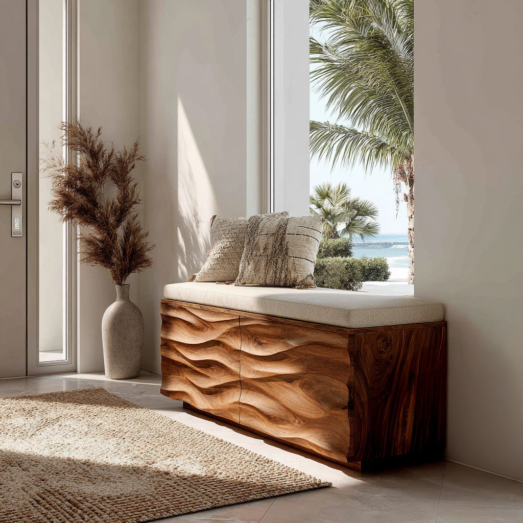 Modern Wave Storage Bench For Home Decor RTTHHNSBCH009