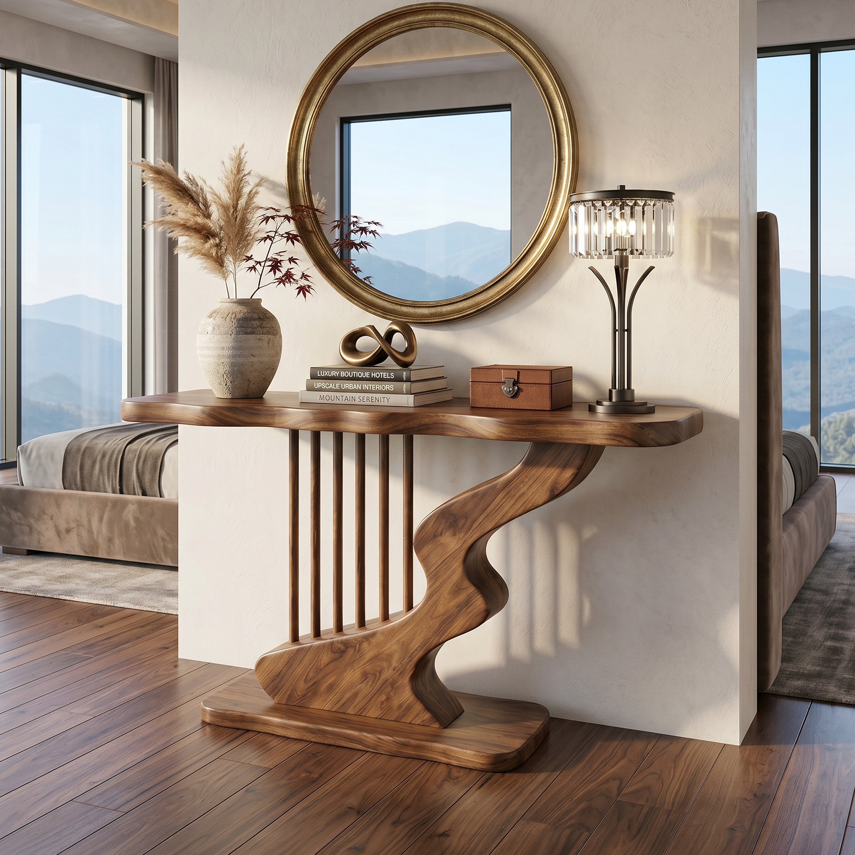 Bohemian Curved Base Console Table Cozy Entryway SILDTTRCS111