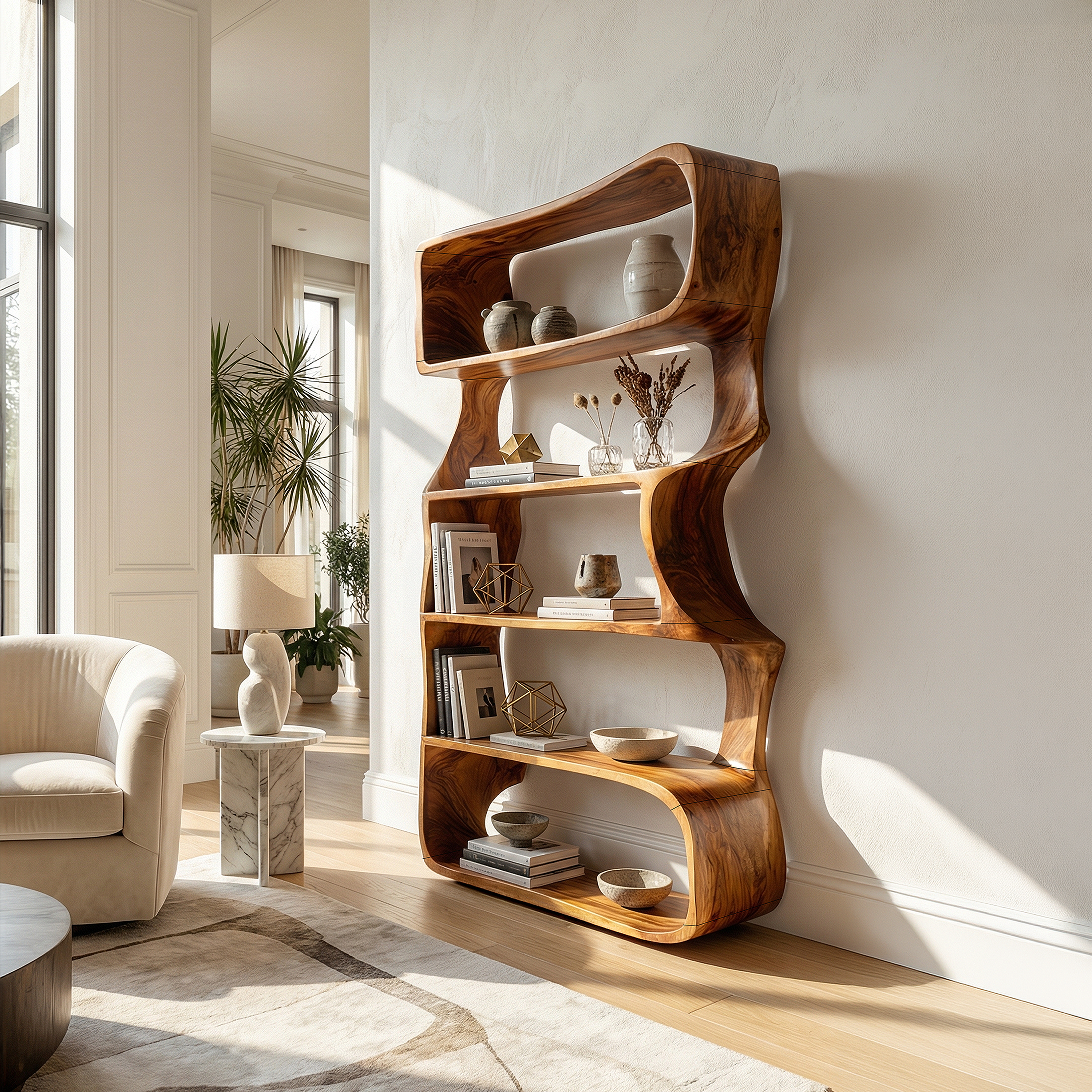 Organic Wooden Bookshelf For Home Storage Display SILDTTRBS022