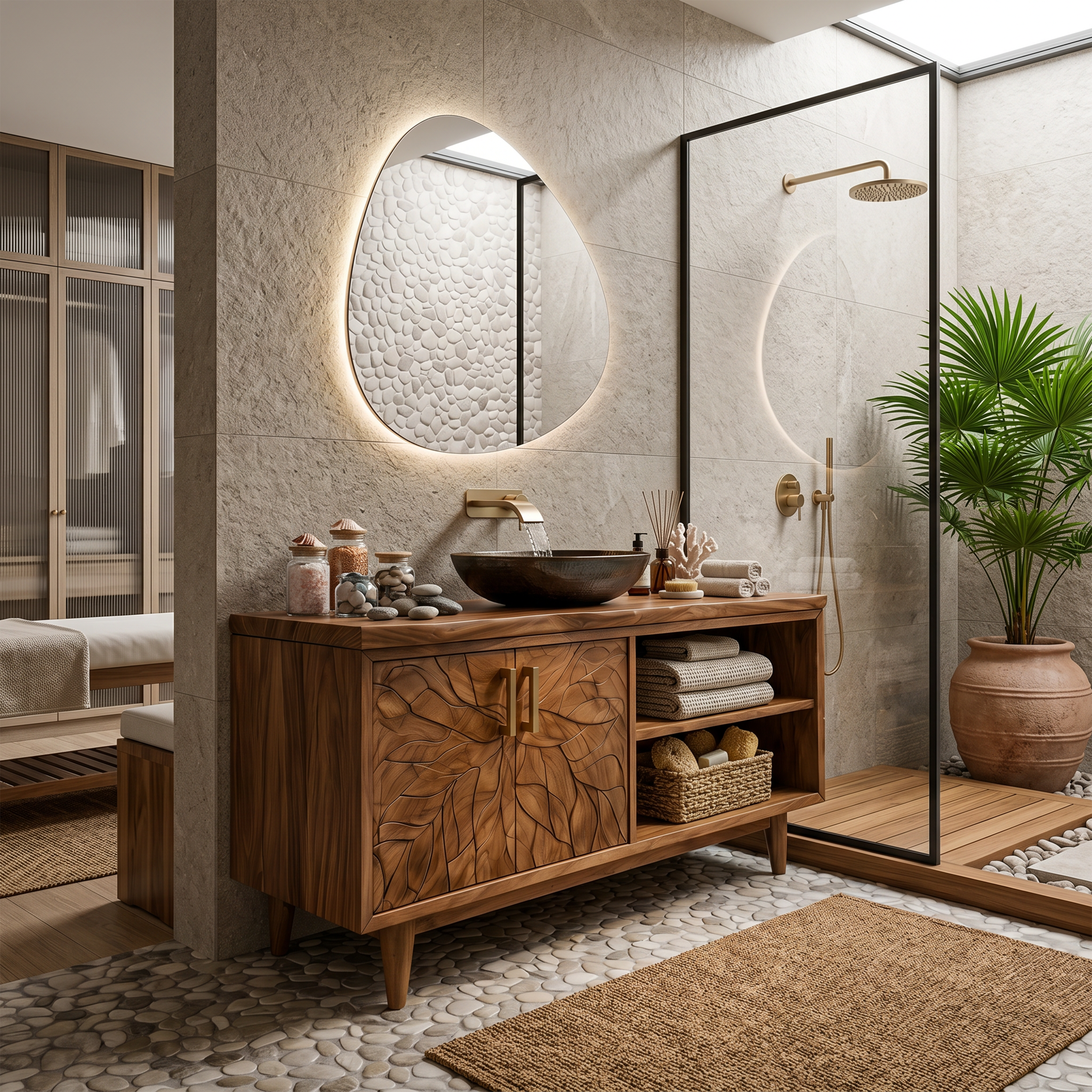 Organic Wood Vanity Cabinet For Garden Bathroom SILDTTRBRV160