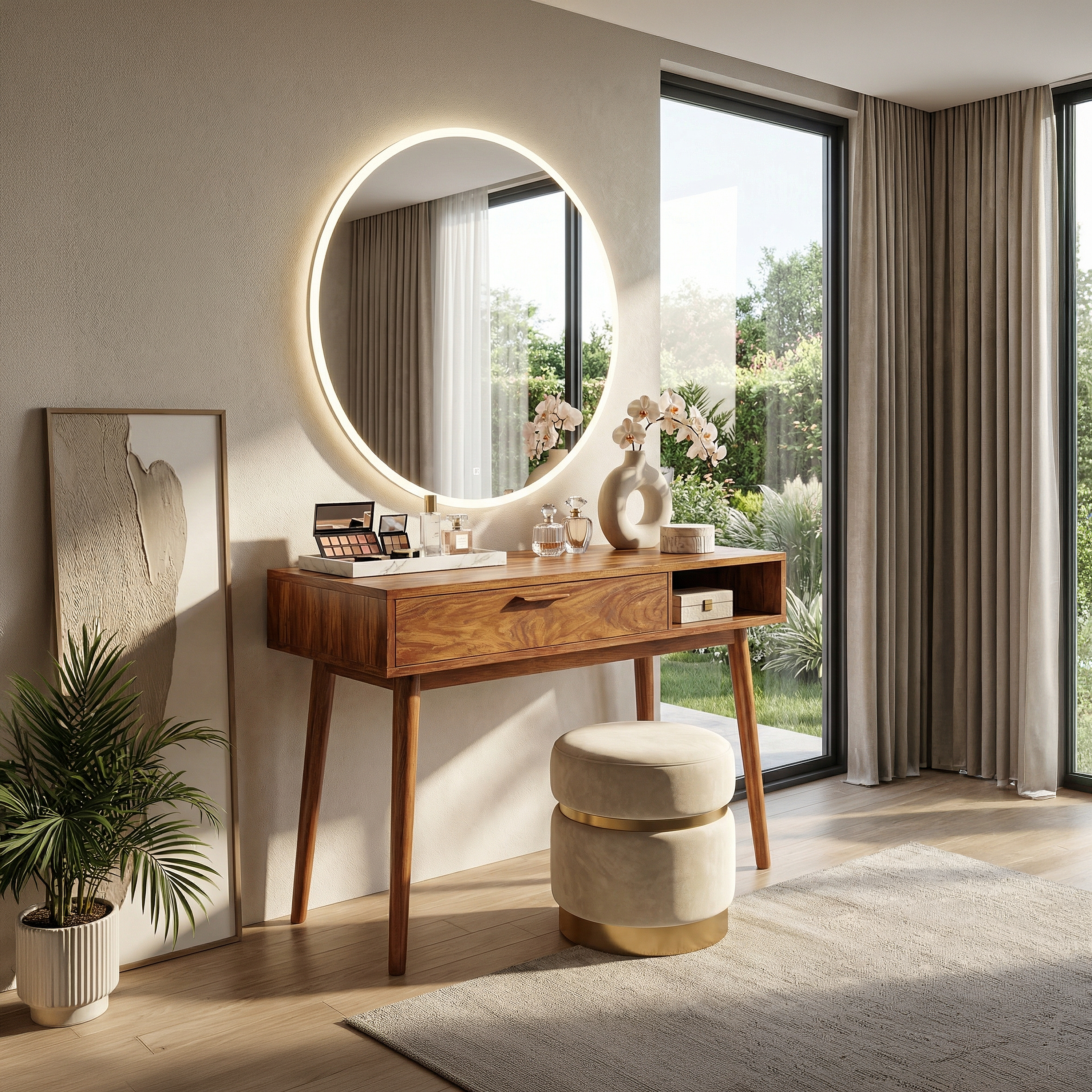 Japandi Makeup Desk Bedroom Dressing Area Personal Beauty Space SILDTTRMV016