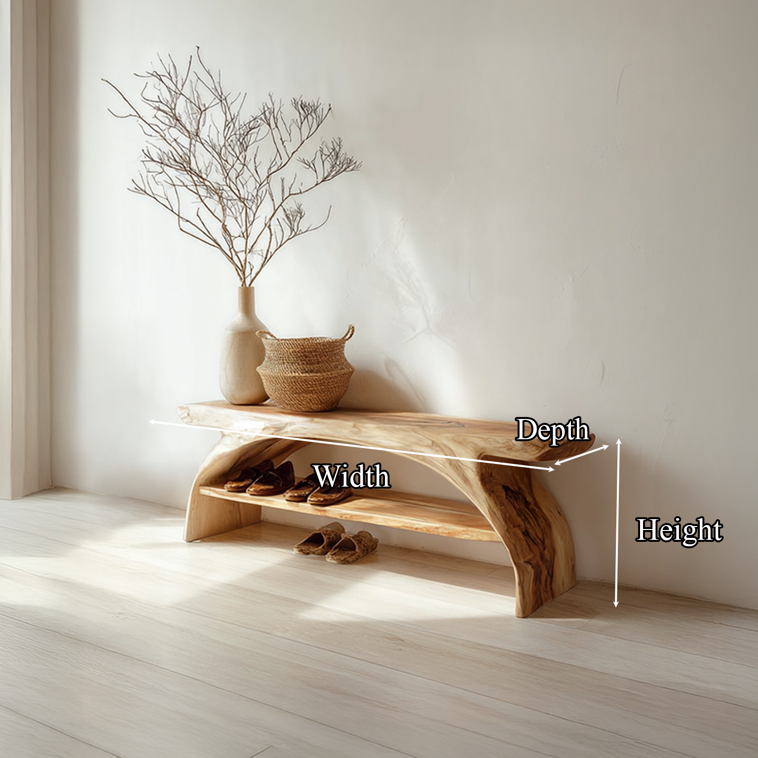 Rustic Shoe Storage Bench Entryway Living Room SINLSASB032