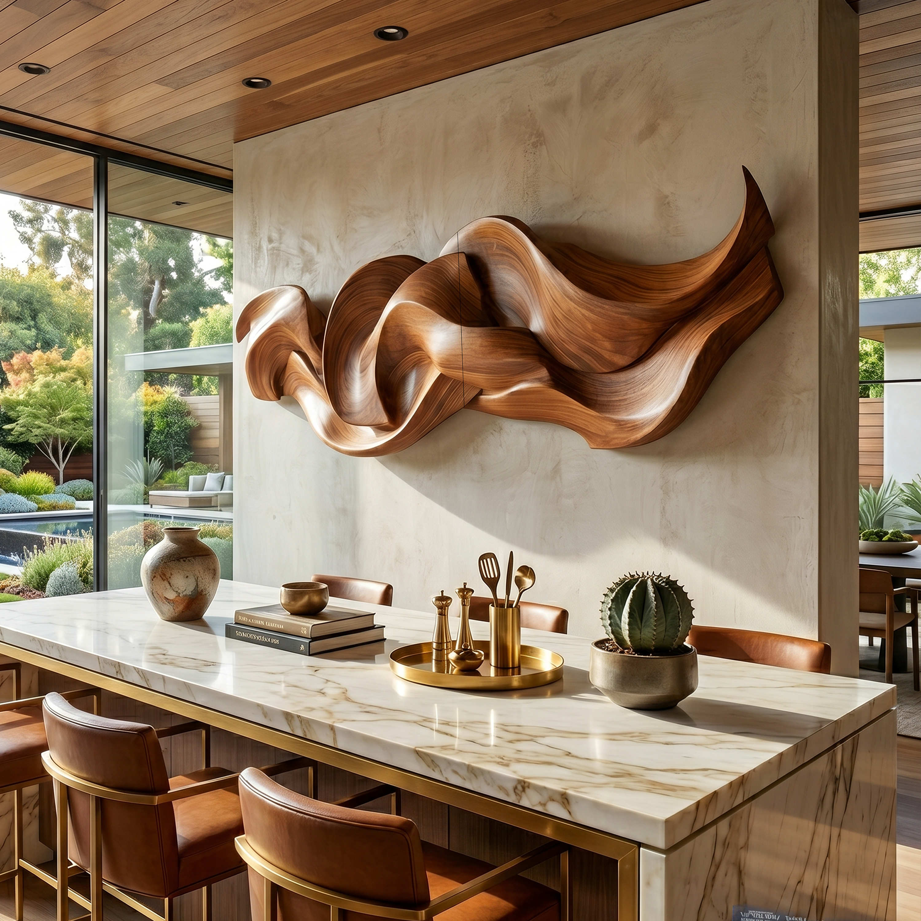 Contemporary Organic Ribbon Wood Wall Art Dining Room Interior Decor SILDTTRWA127