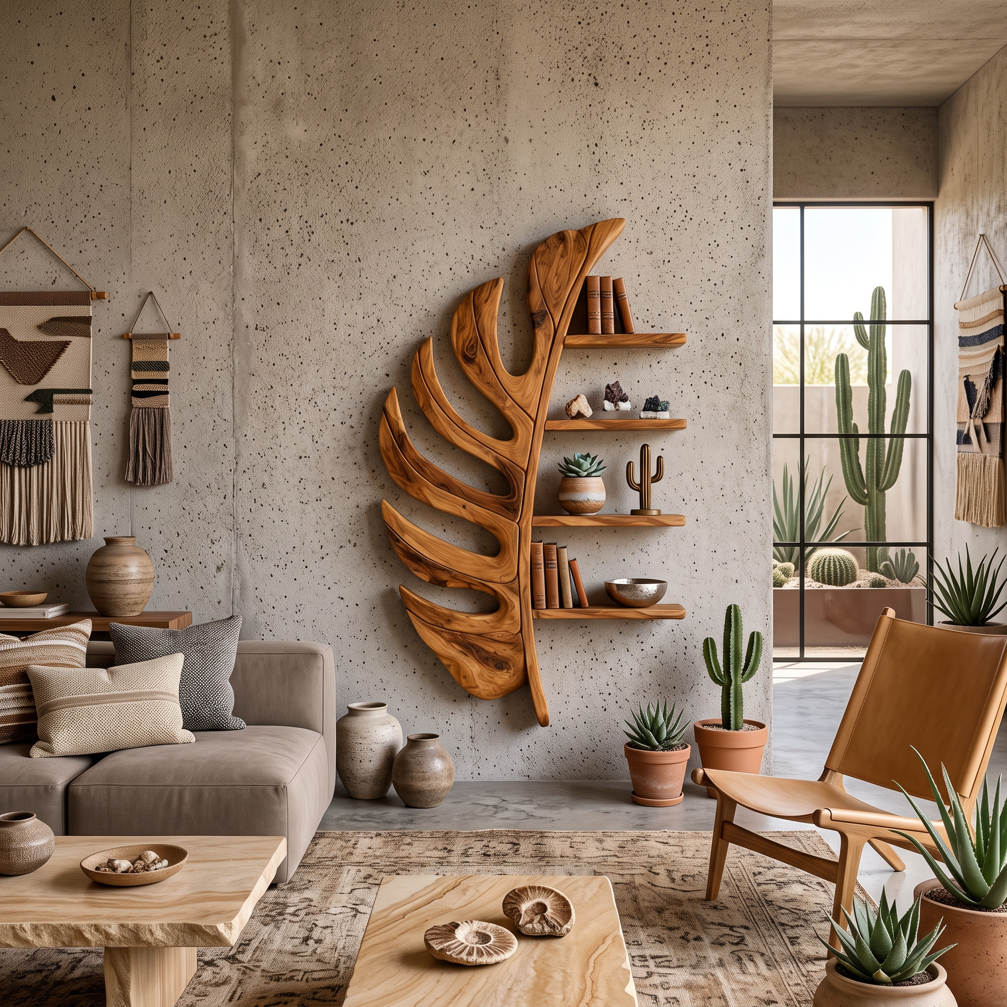 Artistic Wooden Leaf Statement Wall Bookshelf For Elegant Interiors RTTHTTBS093