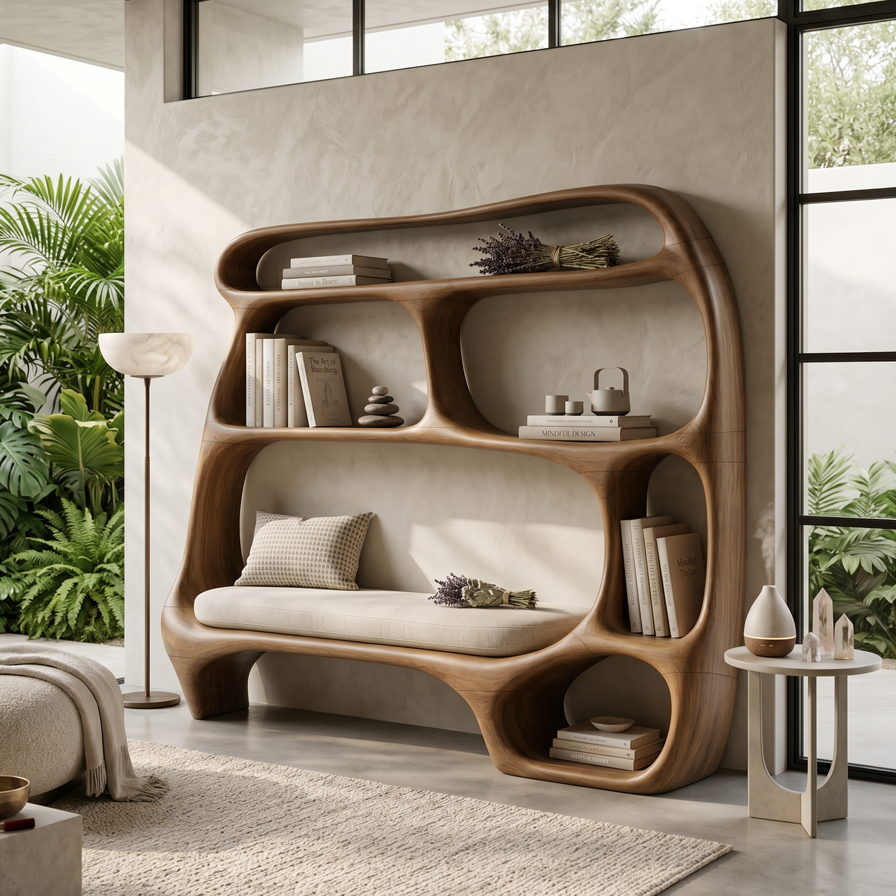 Contemporary Organic Bookshelf For Modern Living Room SILDTTNBS035