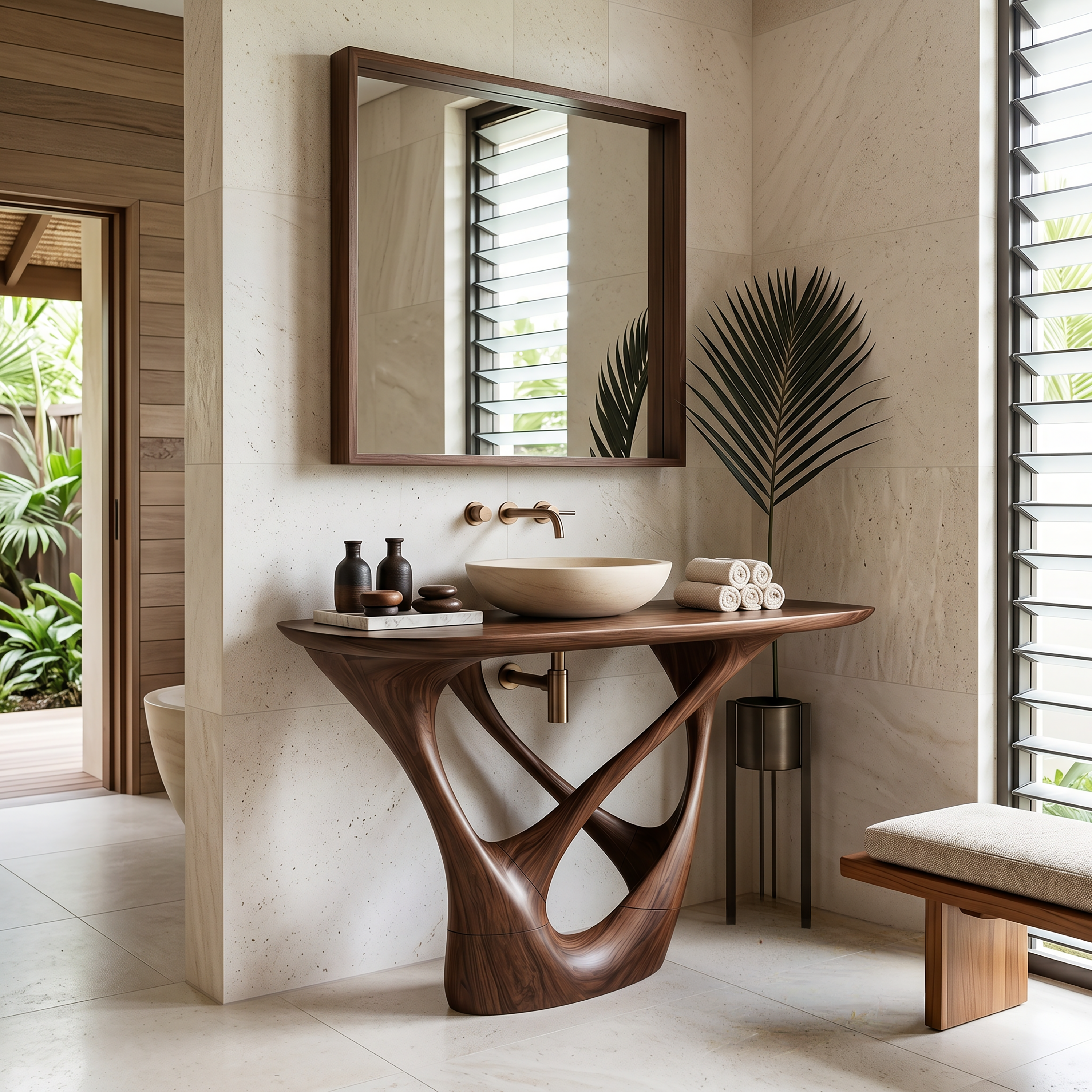 Botanical Wooden Sink Vanity For Spa Retreat SILDTTRBRV170