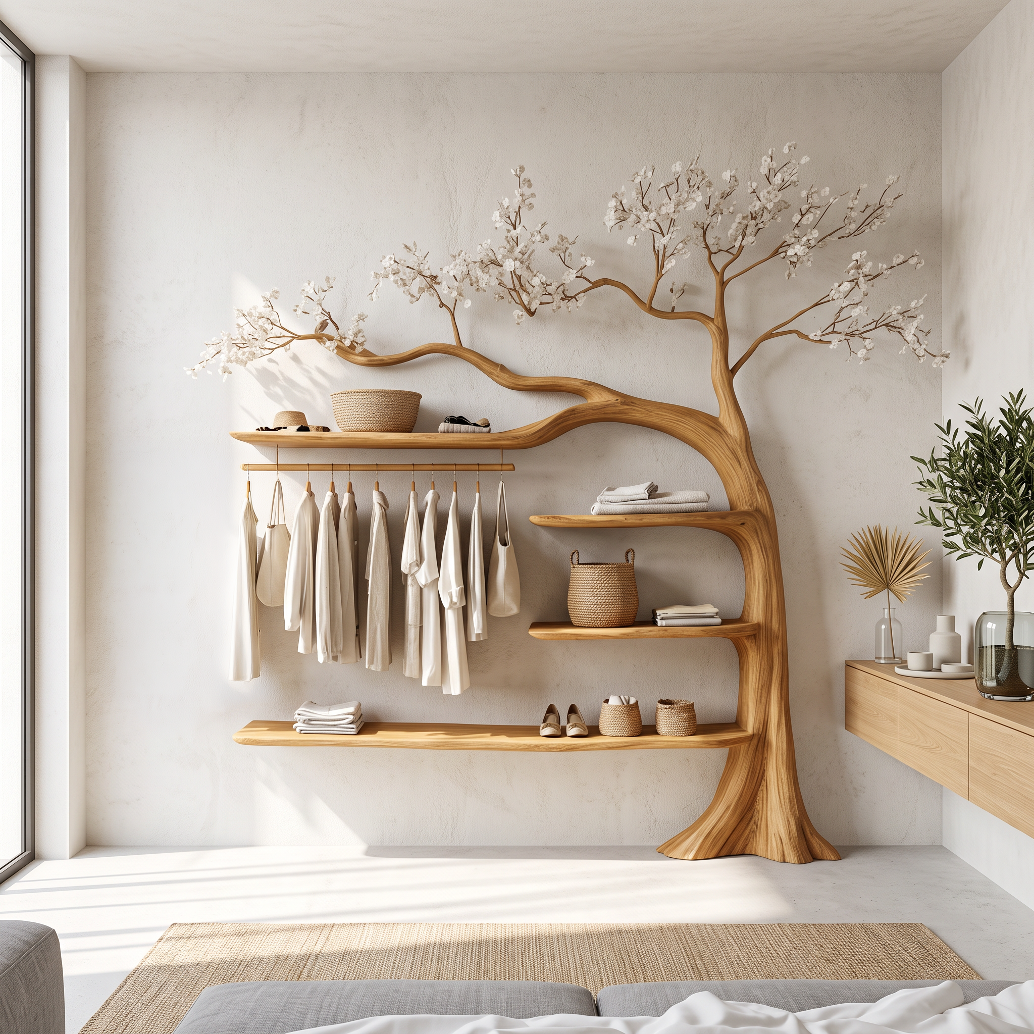 Rustic Tree Coat Rack Bedroom Closet SINLSATB284