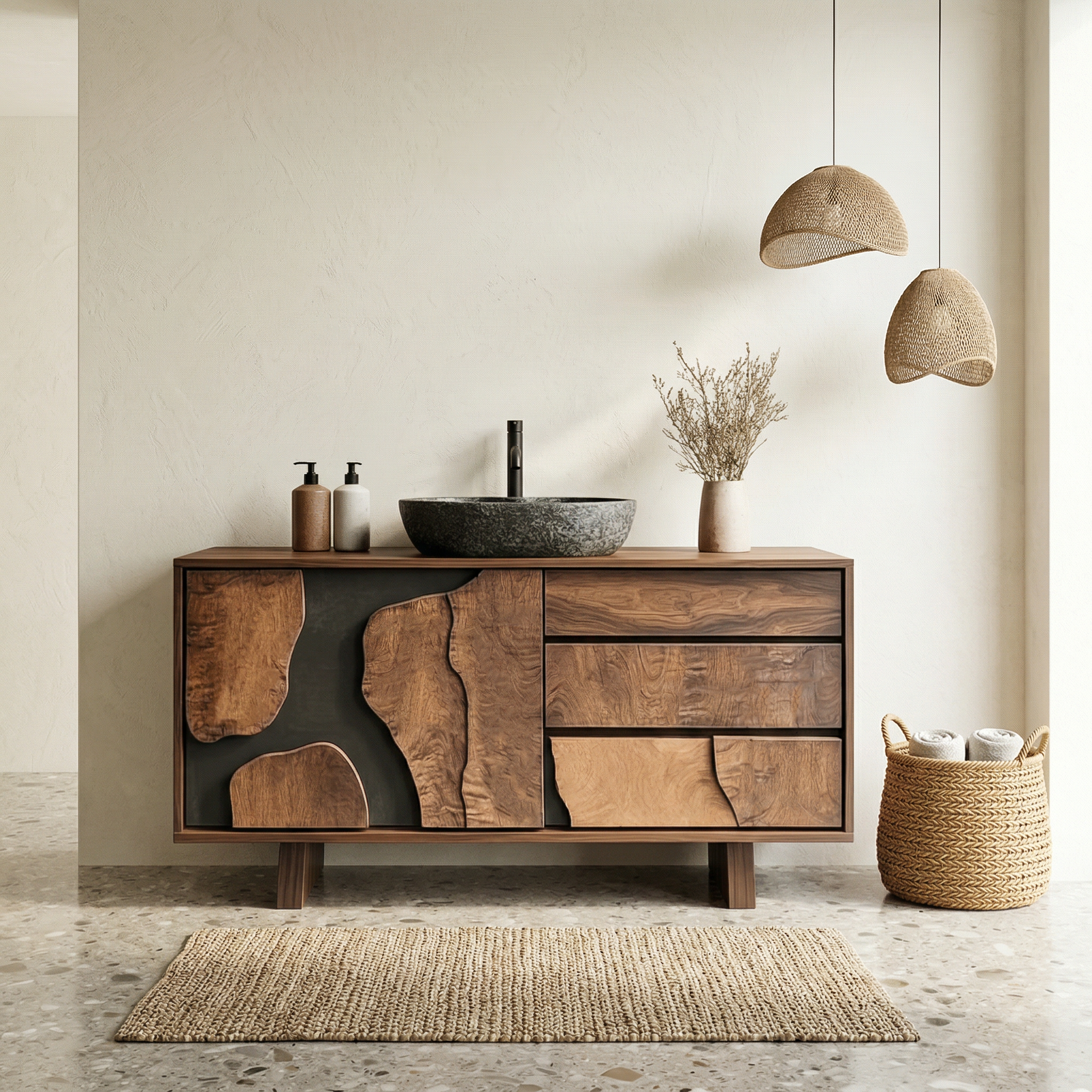 Contemporary Bathroom Cabinet Solid Wood Simple Clean Line Design Bathroom And Vanity Area SINLHABCT019