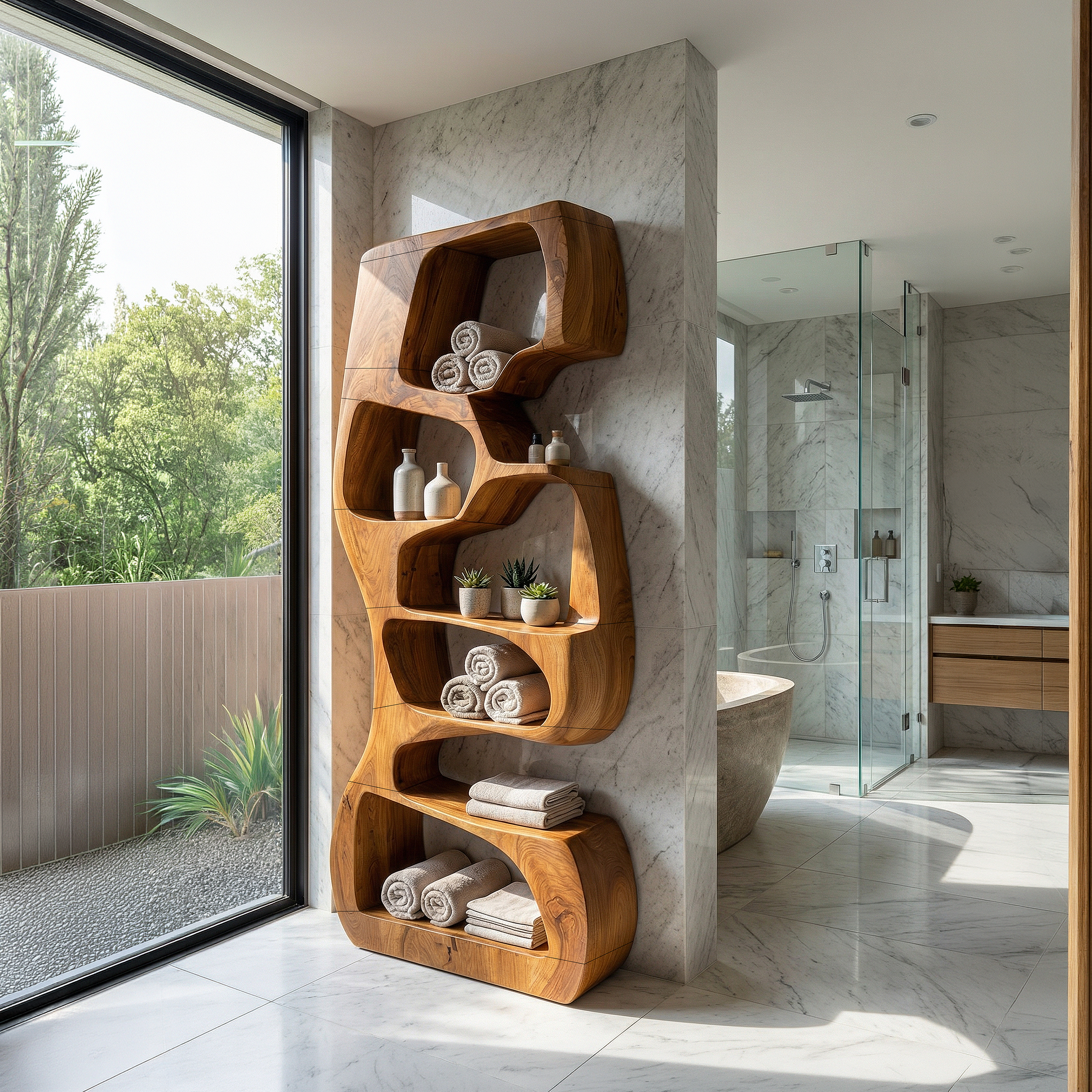 Japandi Geometric Bookshelf Kitchen Storage Shelf SILDTTRBS011