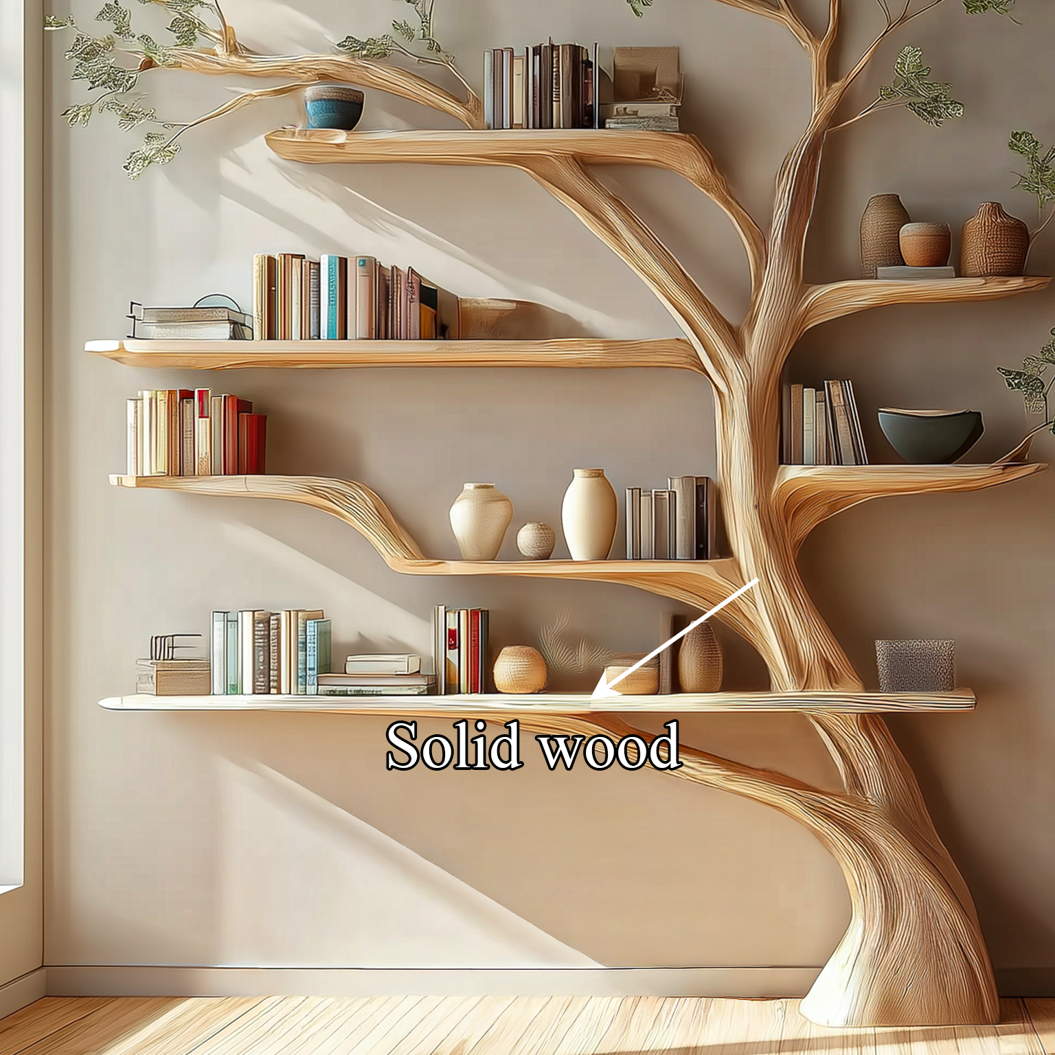 Rustic Book Tree Shelf Home Office SINLSATB231