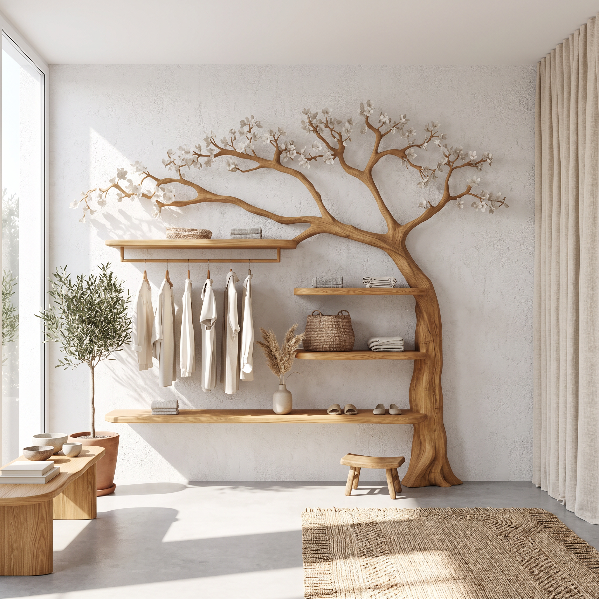 Mid Century Tree Coat Rack Living Room SINLSATB285