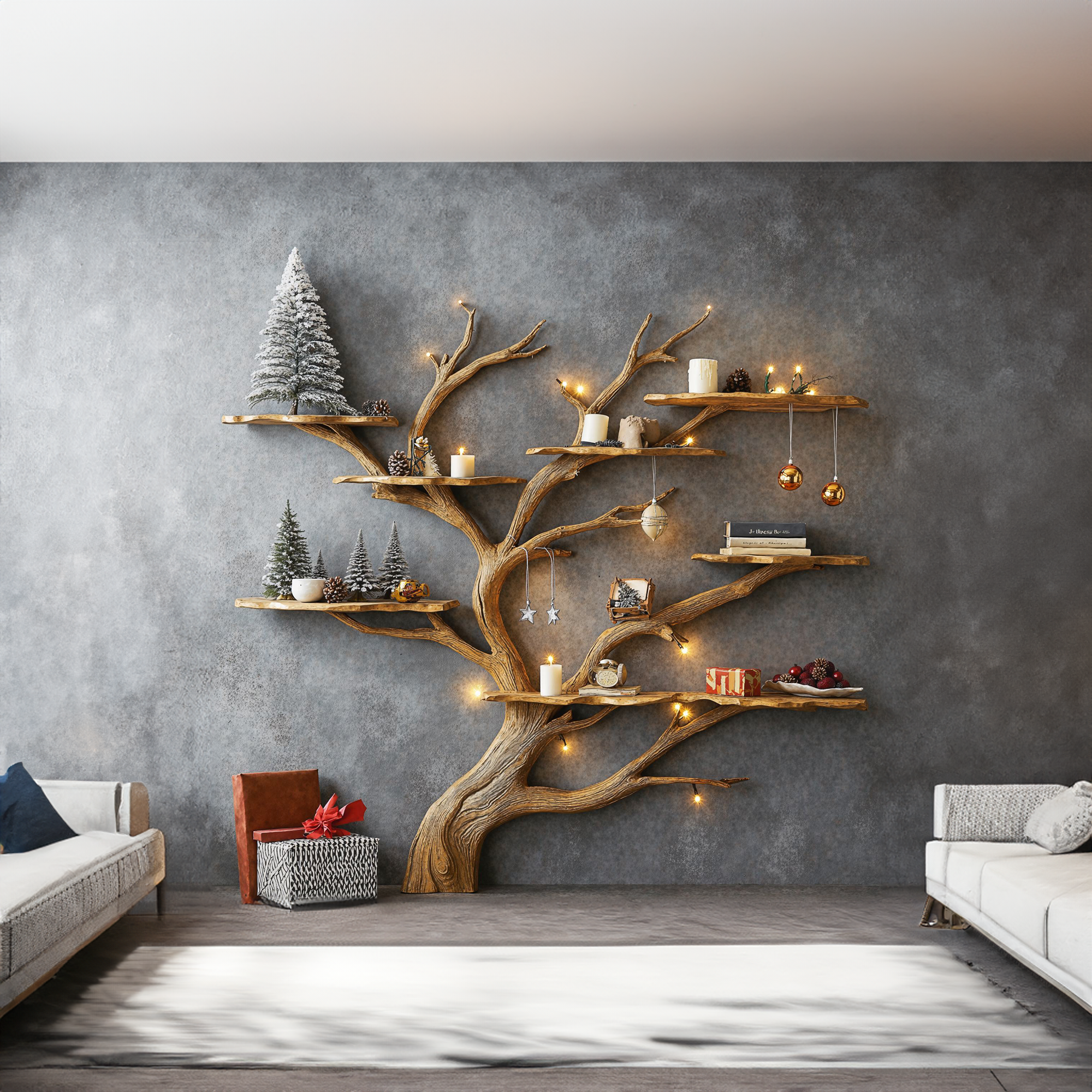 Tree Branch Montessori Bookshelf Mid Century Bookcase Home Decor SINLTB080