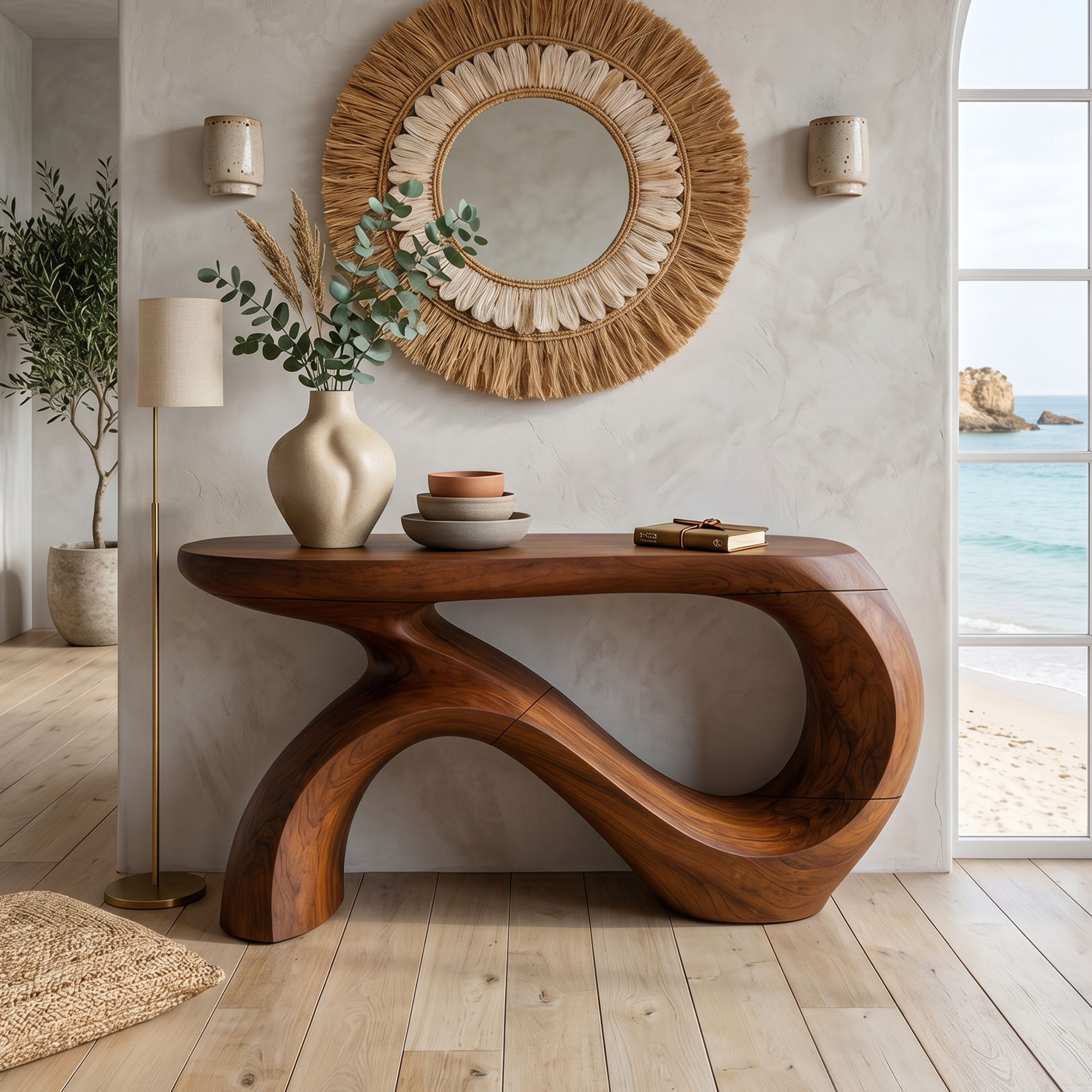 Modern Curved Console Table For Entryway Interior Space SILDTTNCS106