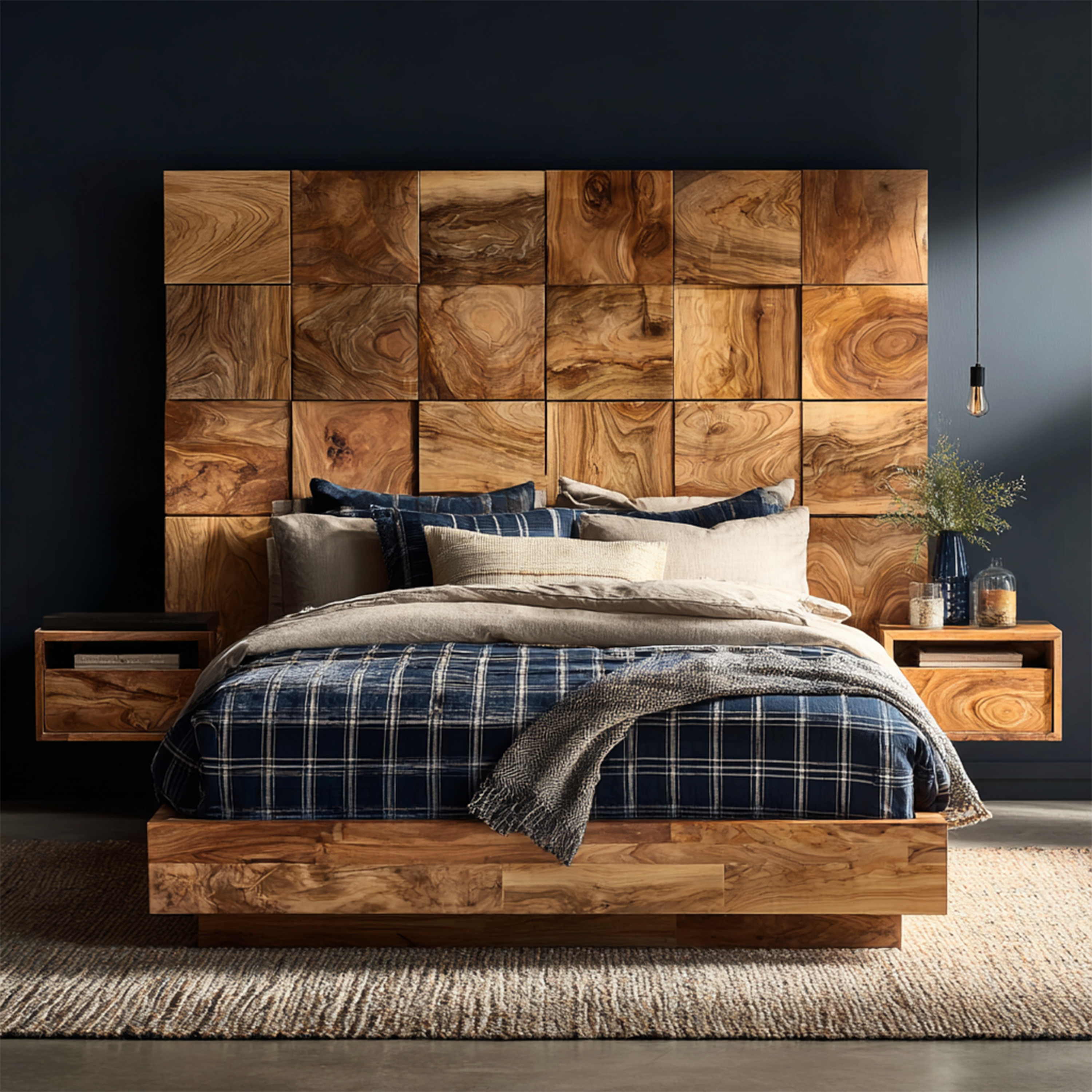 Rustic Square Panel Headboard For Modern Farmhouse Bedroom Decor SILDTTRHB004