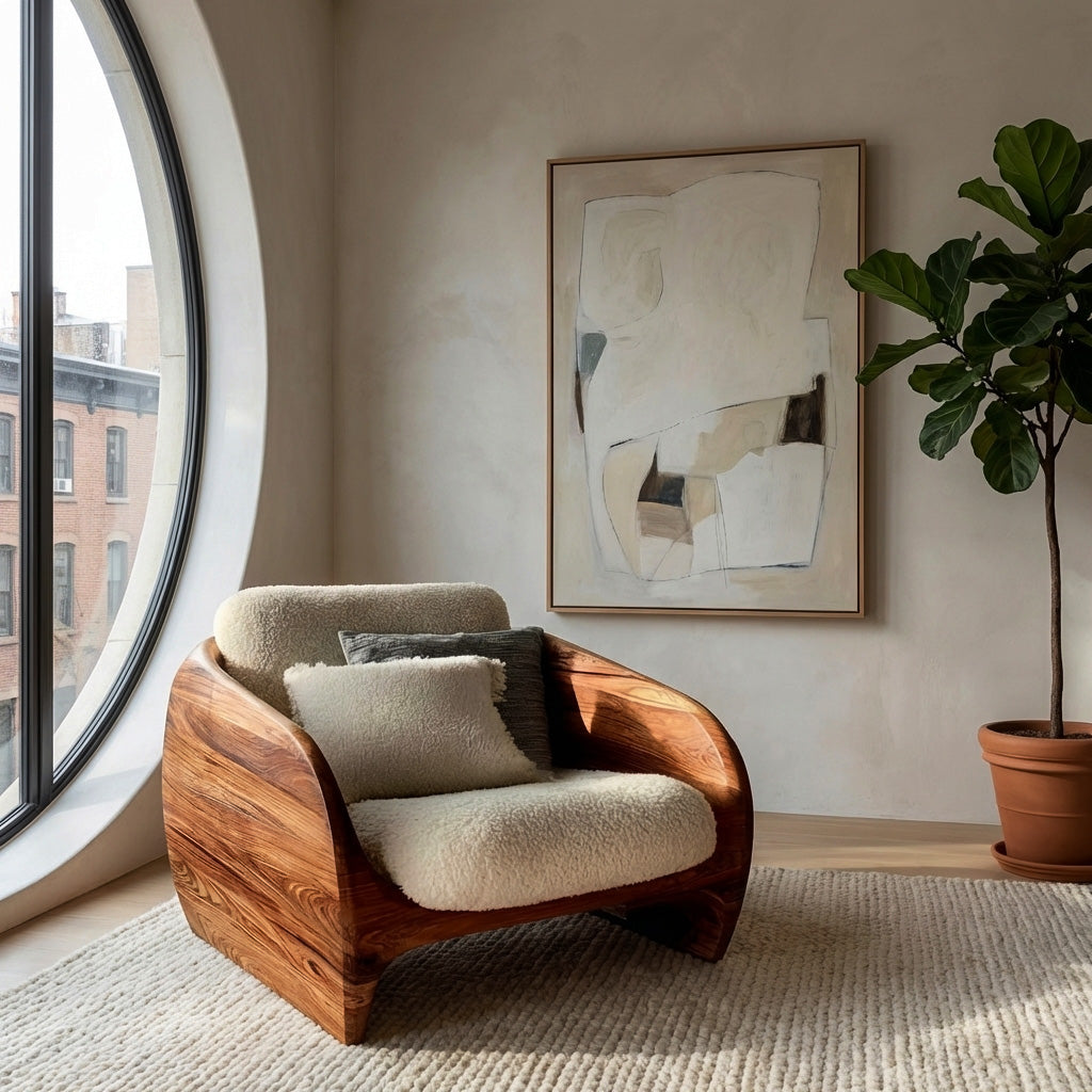 Modern Organic Natural Wood Chair For Cozy Living Room RTTHHNCHR149