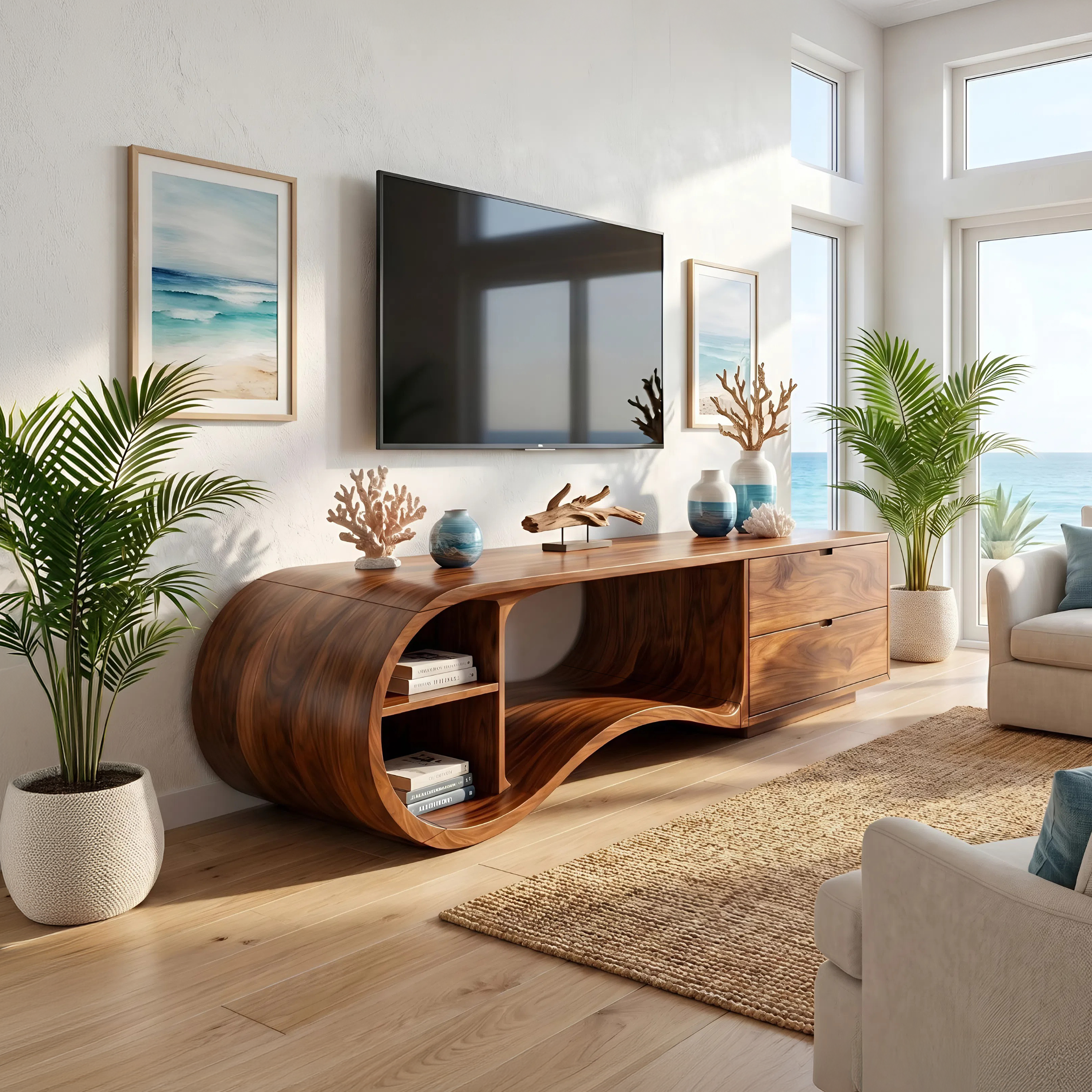 Contemporary Organic TV Cabinet For Living Room SILDTTNTVC127
