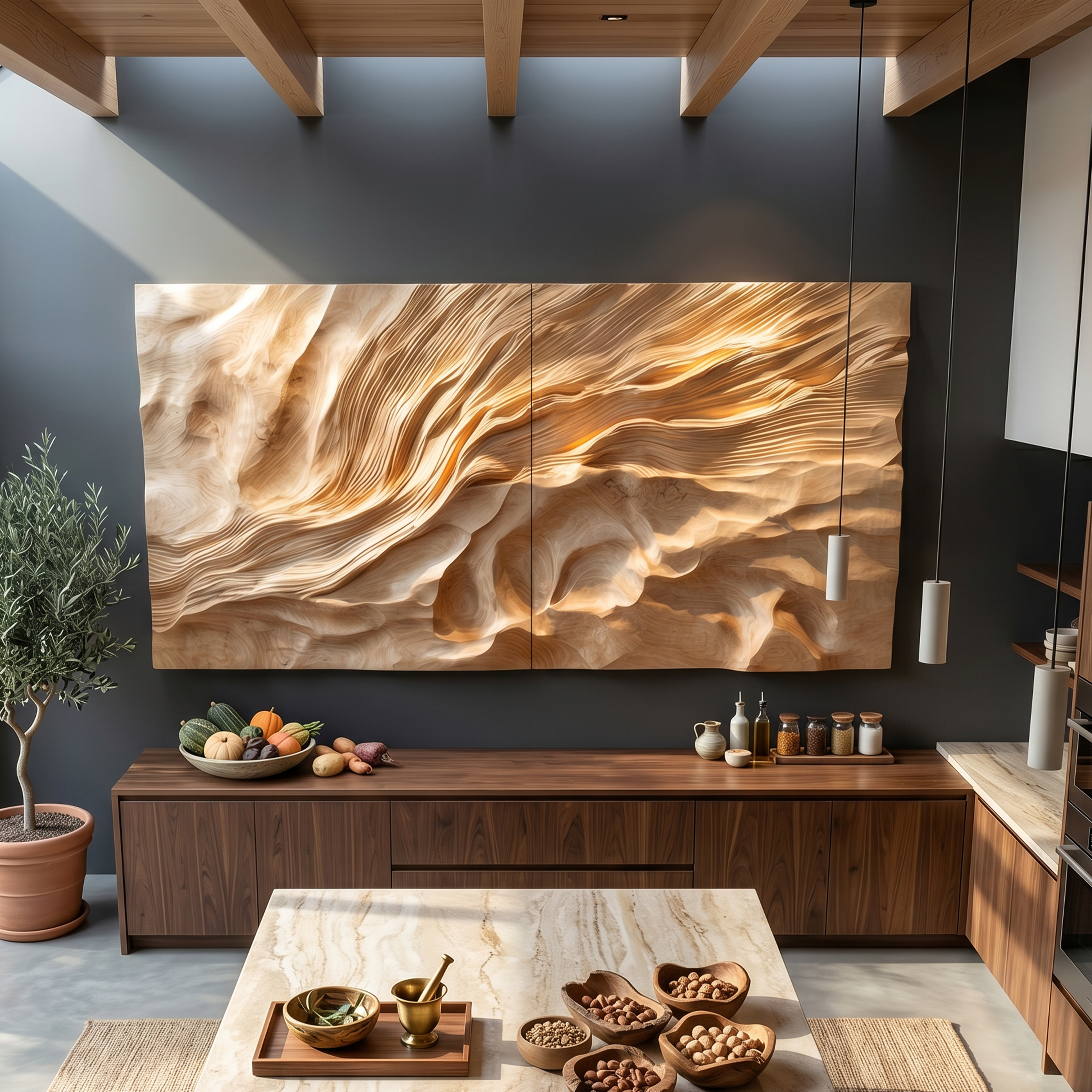 Organic Flowing Wave Wood Wall Art Spa Bathroom Retreat Decor SILDTTRWA102