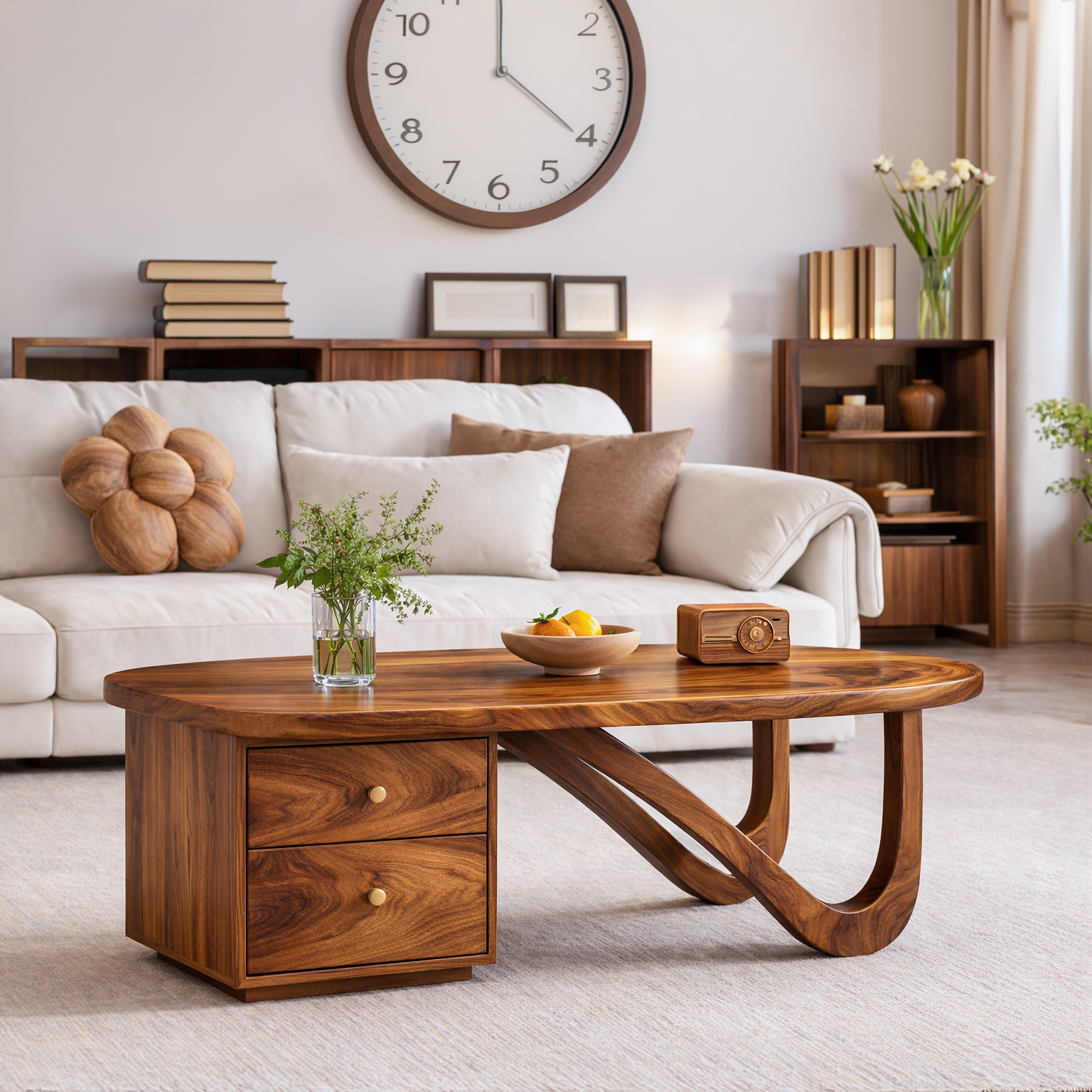 Modern Wooden Coffee Table With Storage Drawer For Living Room RTTHTTCF051