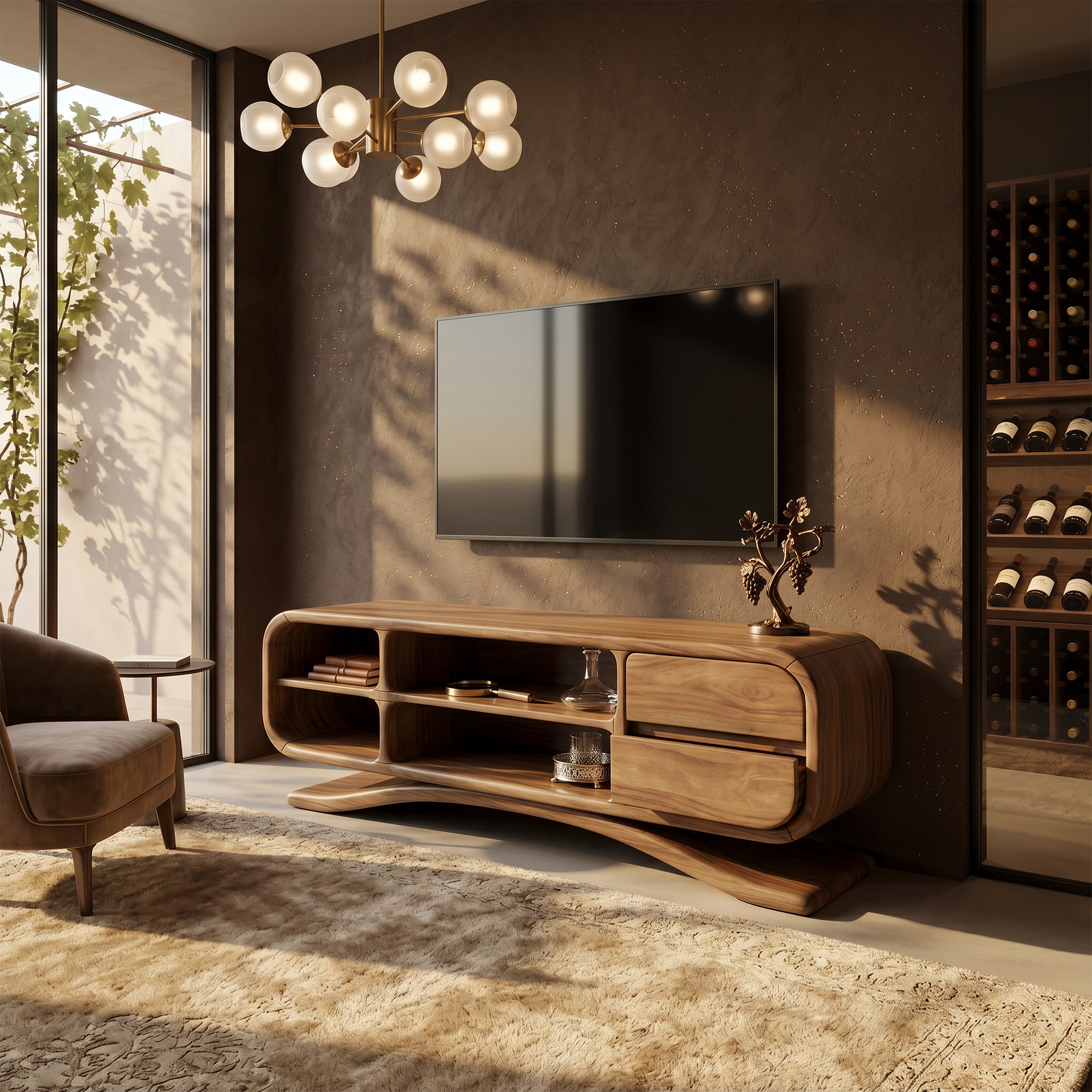 Boho Sculptural TV Cabinet For Artistic Living Room SILDTTRTVC084