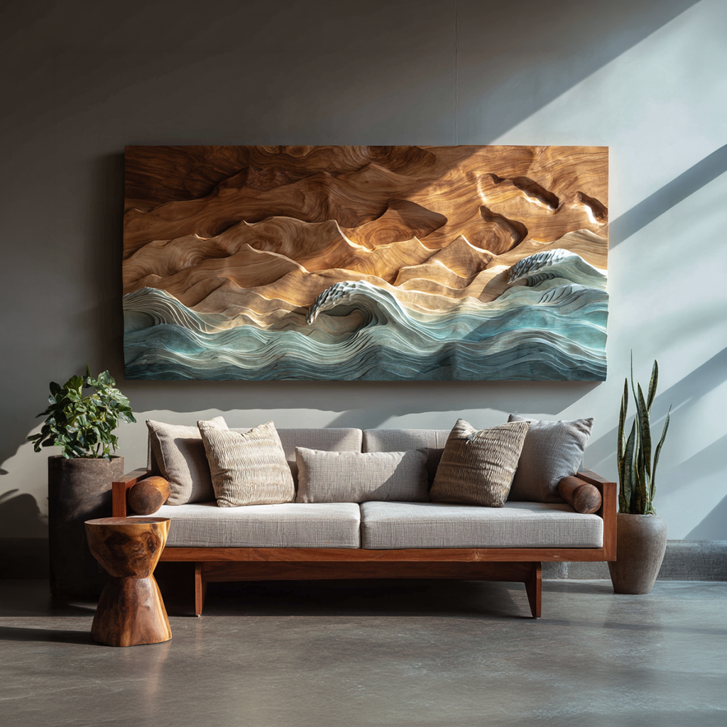 Rustic Mountain Lake Wood Wall Art For Cabin Living Room Design SILDTTRWA072