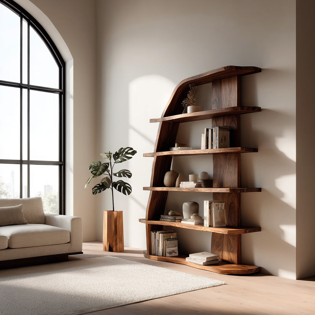 Mid Century Natural Wood Display Bookshelf For Living Room RTTHHNBS165