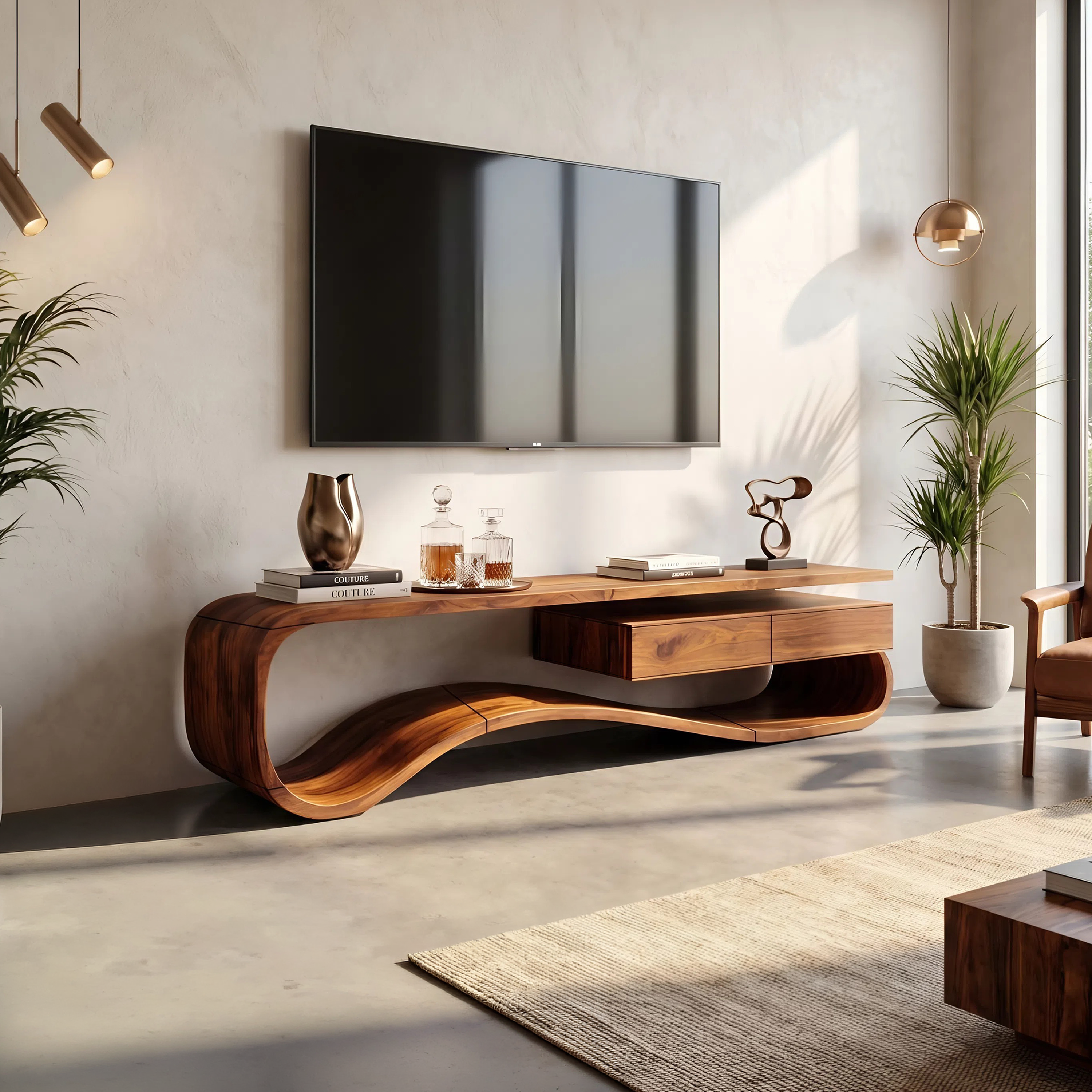 Contemporary Organic TV Stand For Lounge Area SILDTTNTVC122