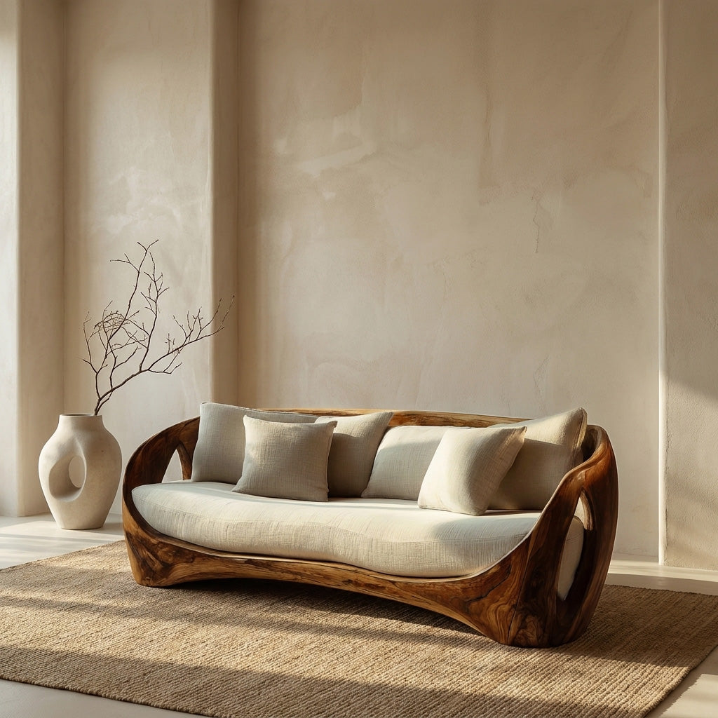 Sculptural Wooden Frame Sofa For Modern Living Room RTTHHNSFA038