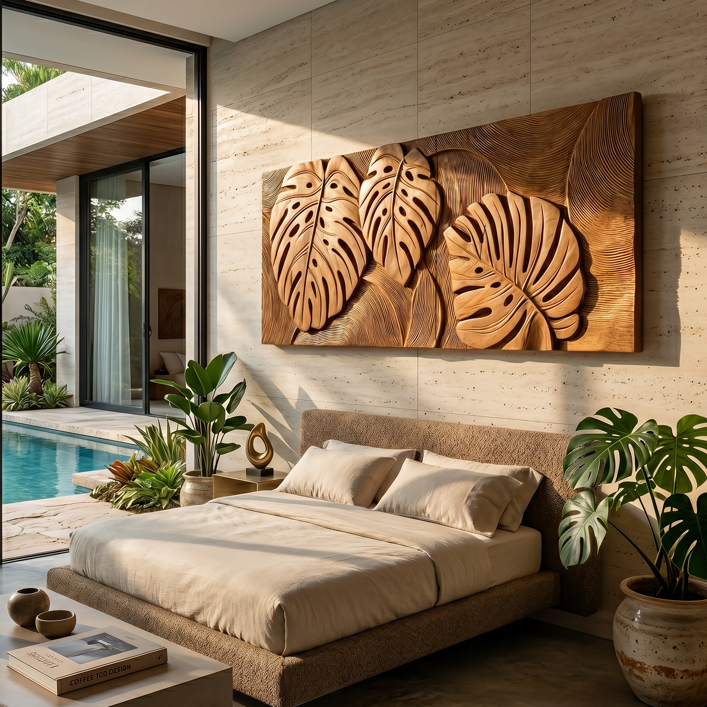 Tropical Wall Art With Leaf Texture For Bathroom SILDTTRWA145