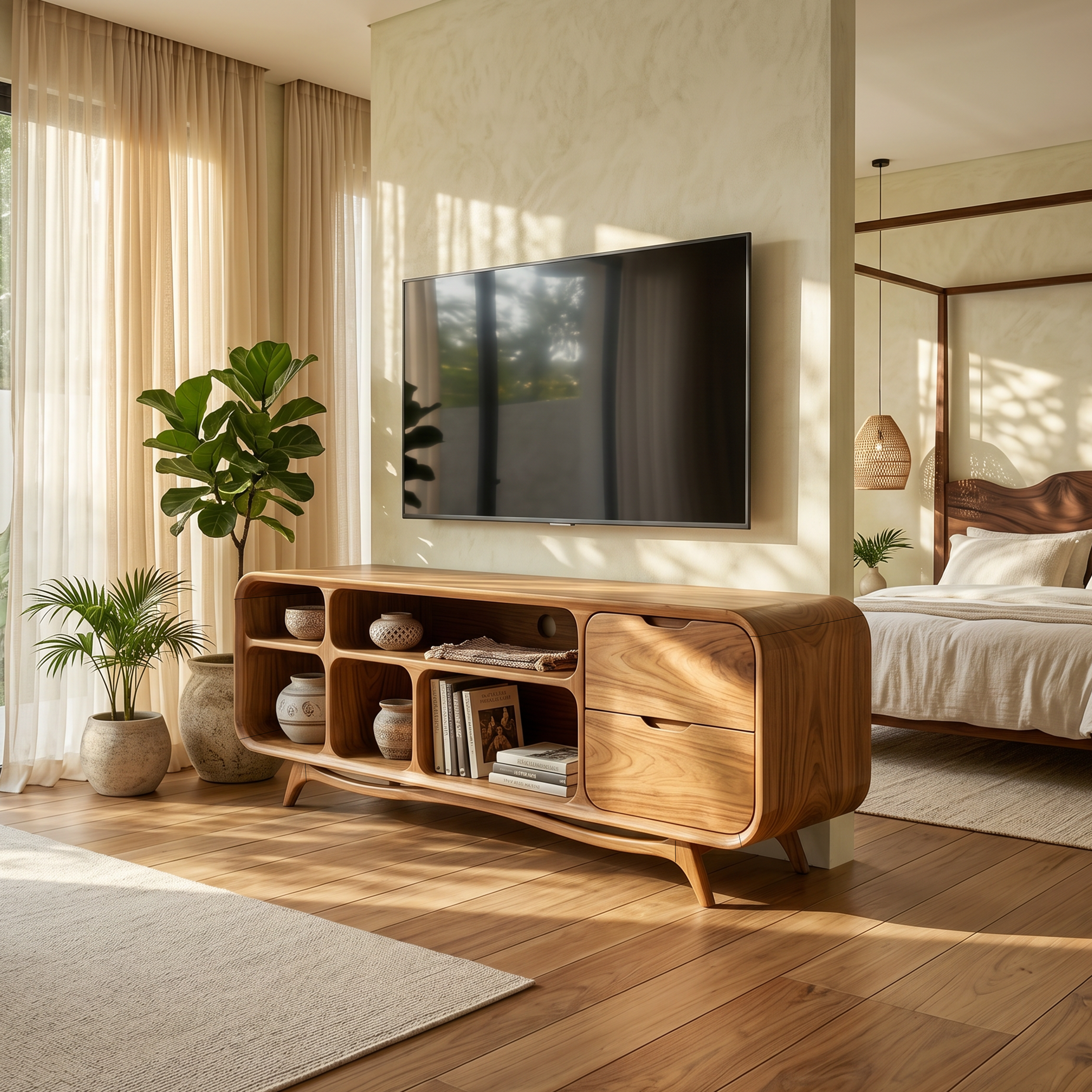 Organic Modern TV Stand For Luxury Apartment SILDTTRTVC080