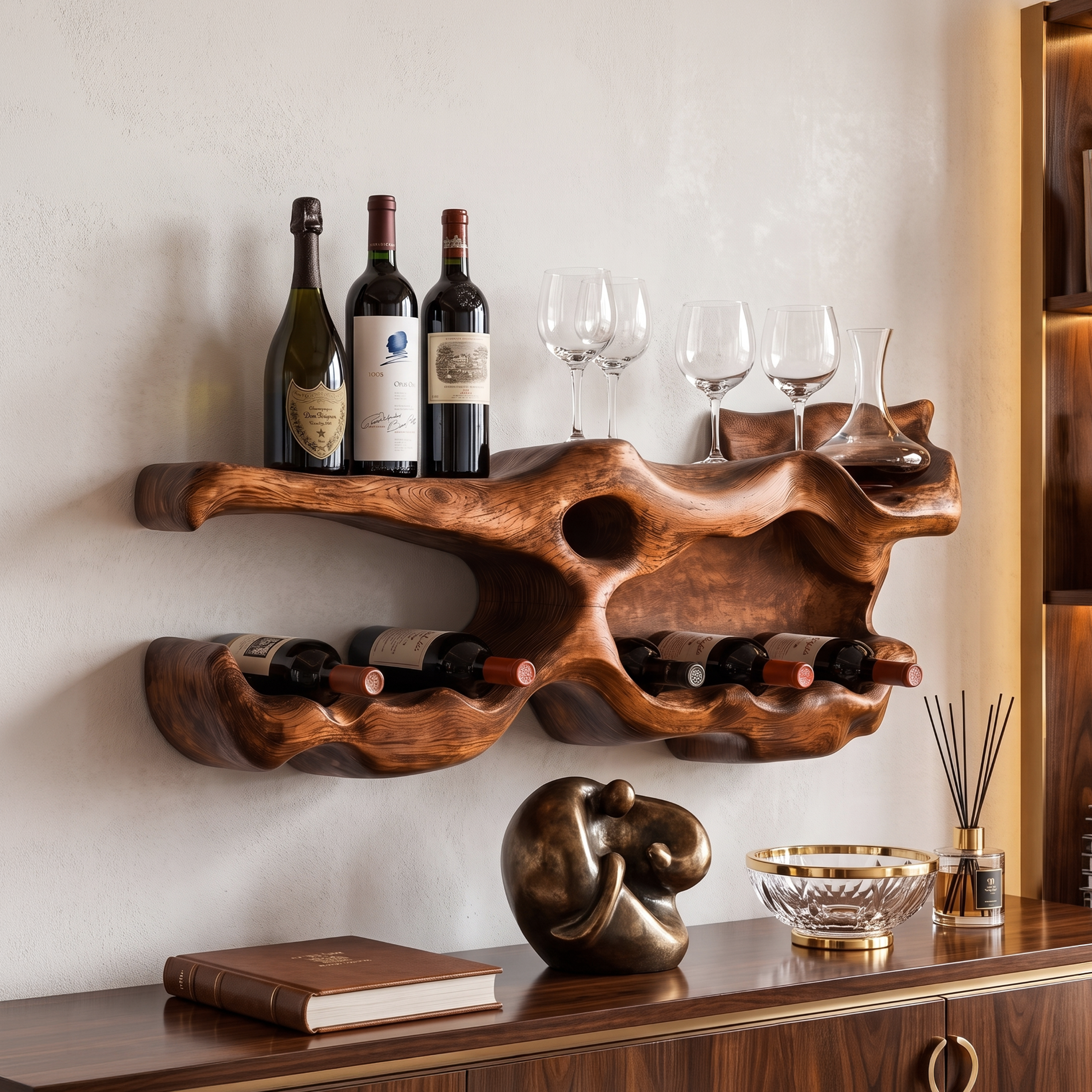 Farmhouse Wine Holder For Living Room Shelf Accent SILDTTNWH016