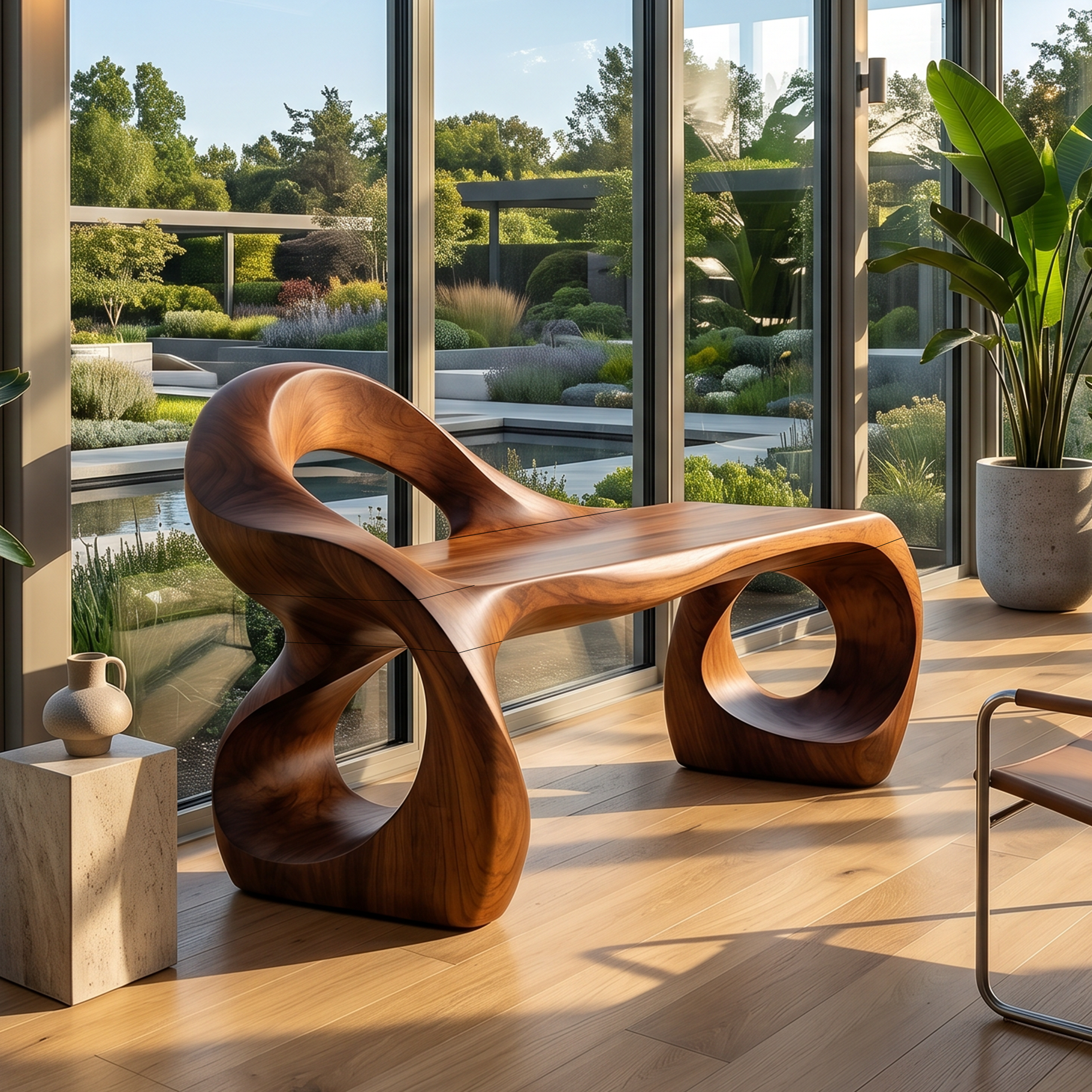 Contemporary Knot Form Bench For Hallway Interior Area SILDTTNBEN019