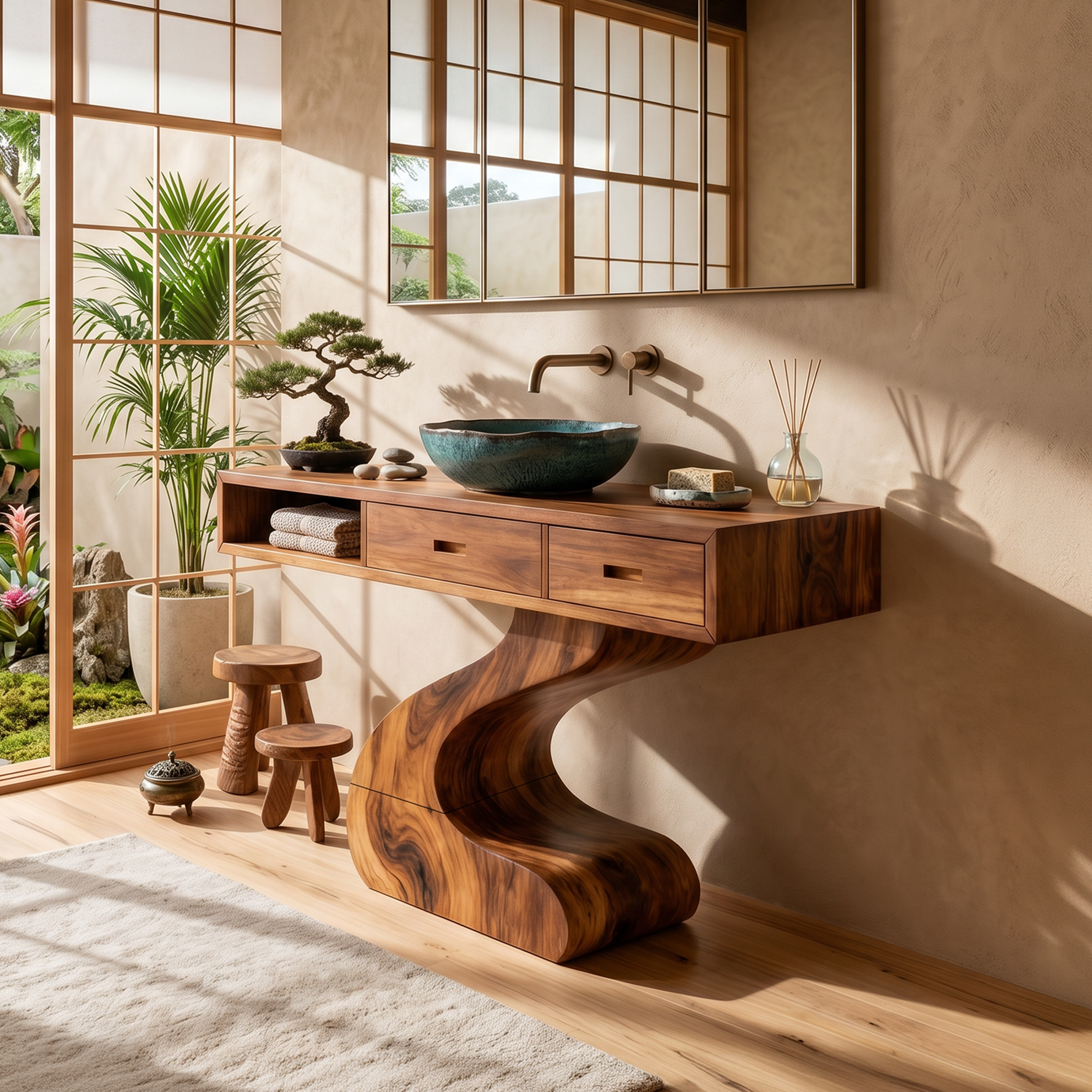 Contemporary Sculpted Vanity For Modern Bathroom Interior SILDTTNBRV058