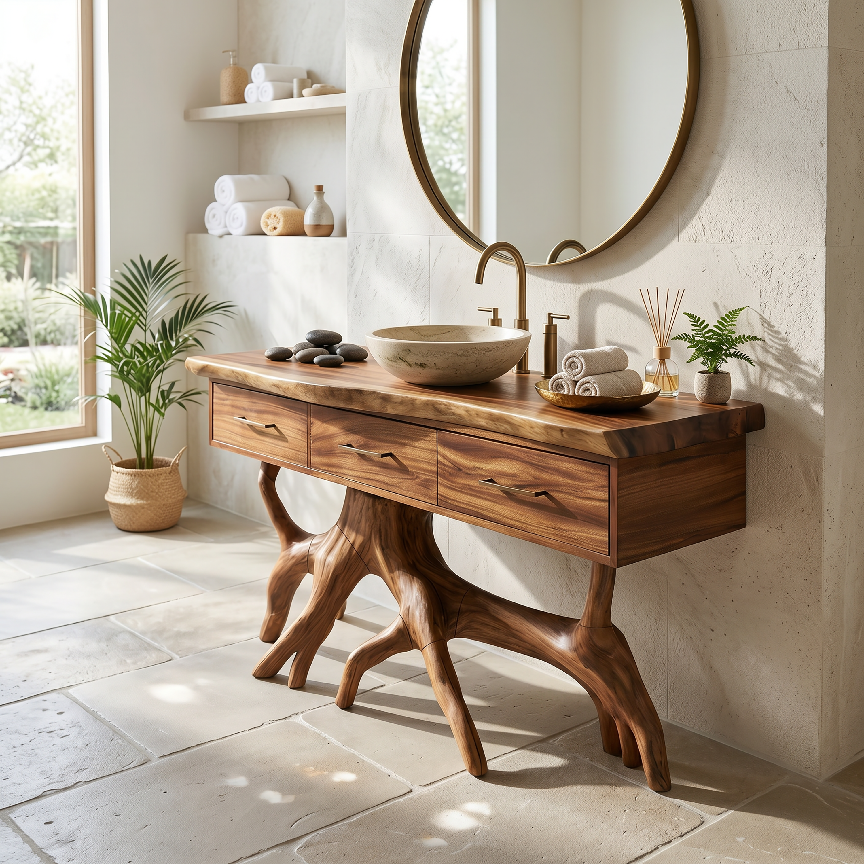 Coastal Wood Bathroom Cabinet For Beach House SILDTTRBRV172