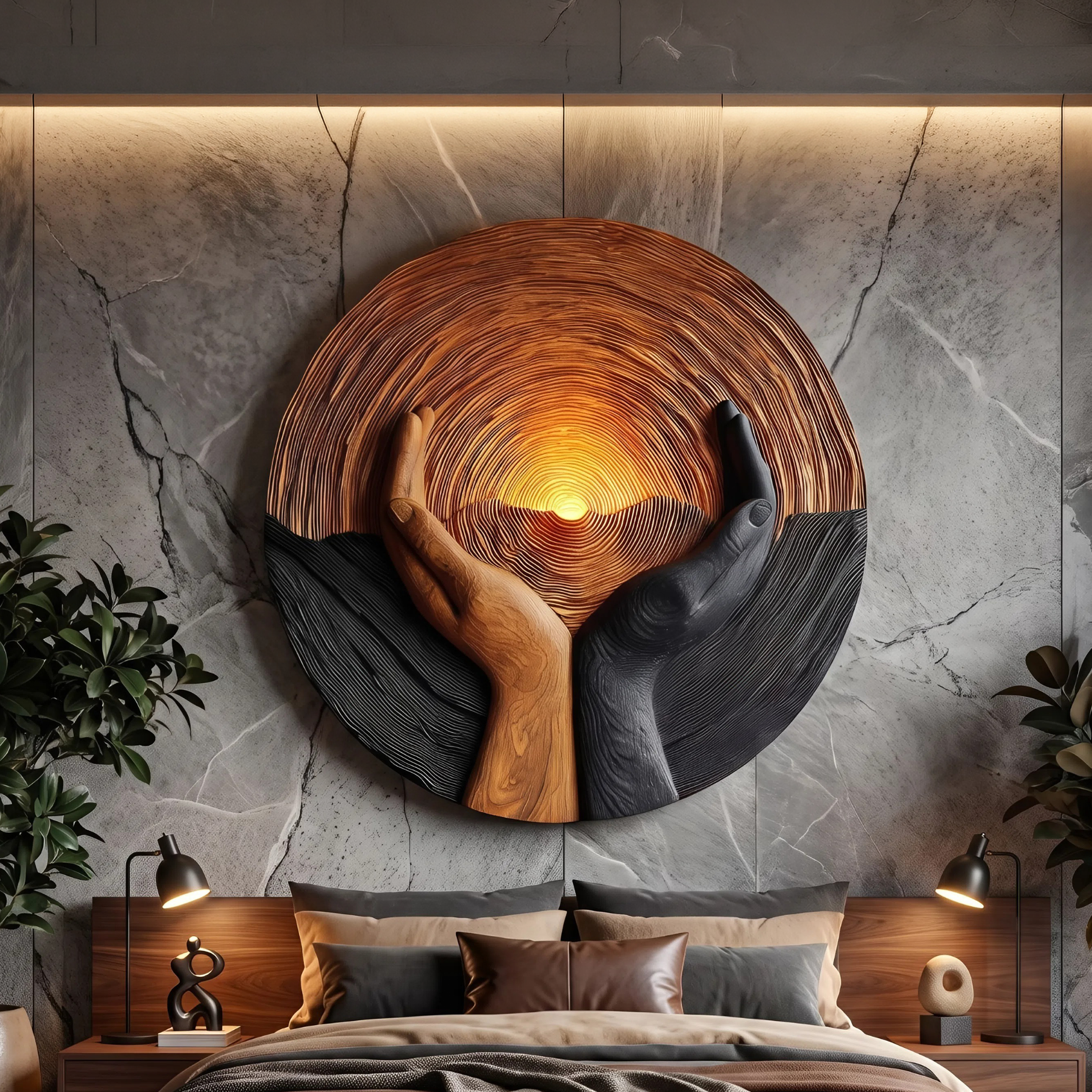 Handcrafted Wooden Wall Art Sculpture For Living Room Furniture SILDTTNWA020