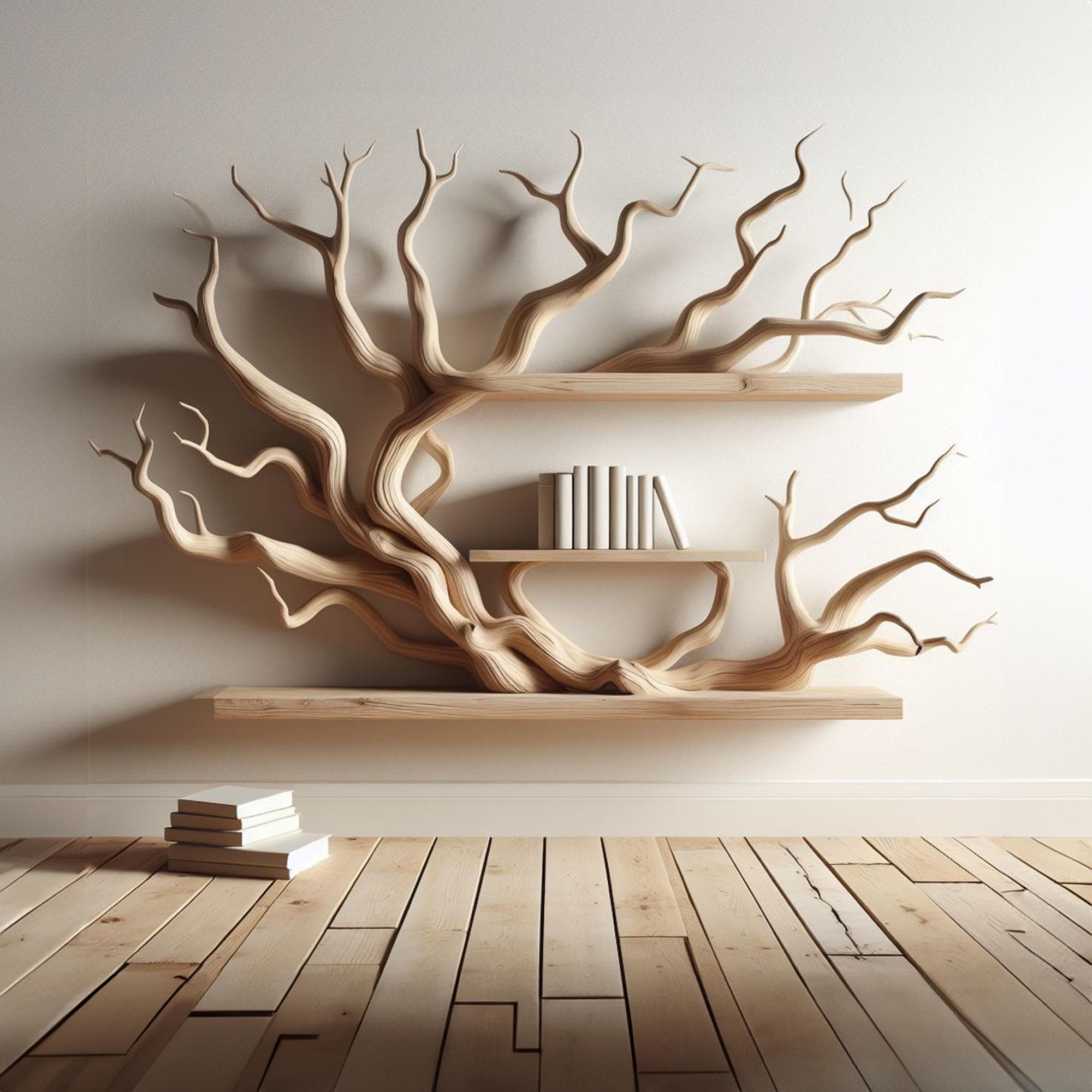 Tree Branch Floating Corner Shelf Mini Bookcase Driftwood SINLTB130