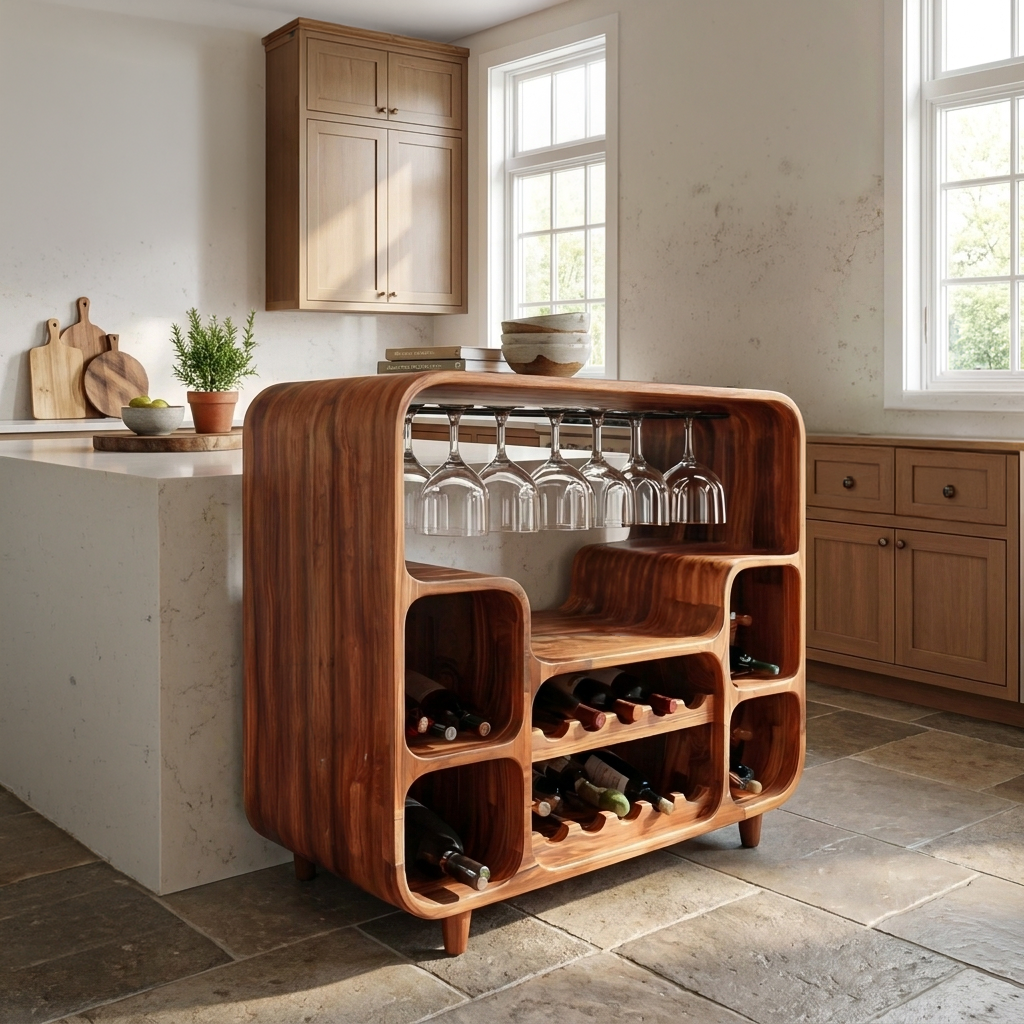 Modern Wine Cabinet With Open Bottle Display For Home Bar RTTHTTBCA041