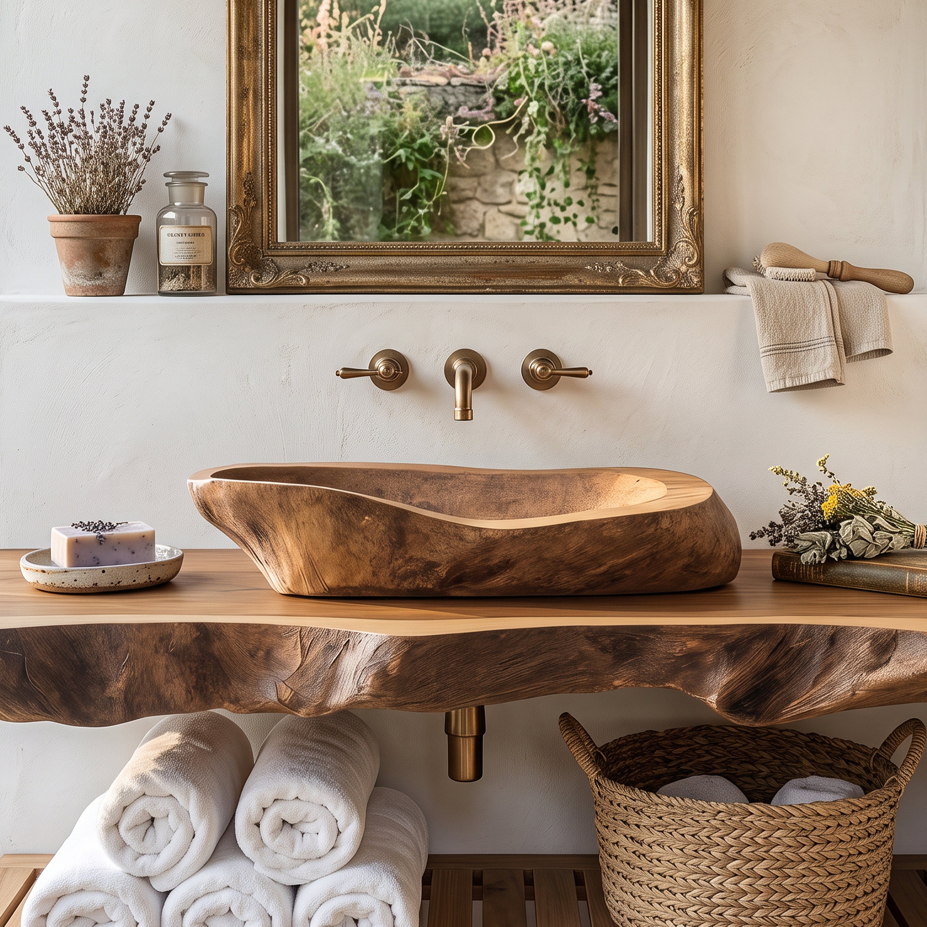 Handcrafted Wood Wash Basin For Elegant Bathroom Design SILDTTRVS005