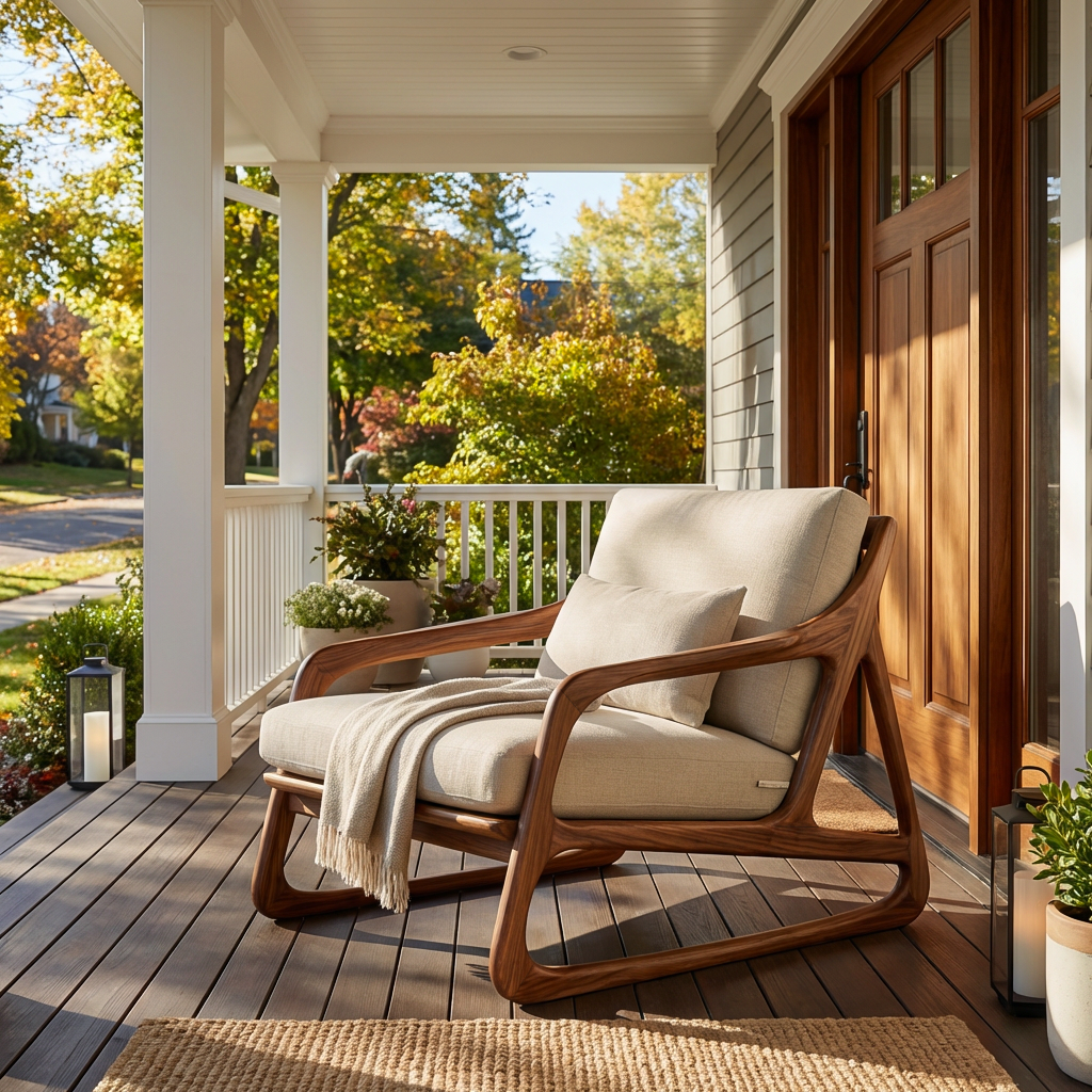 Artistic Wood Chair With Curved Structure For Home Balcony RTTHTTACC026