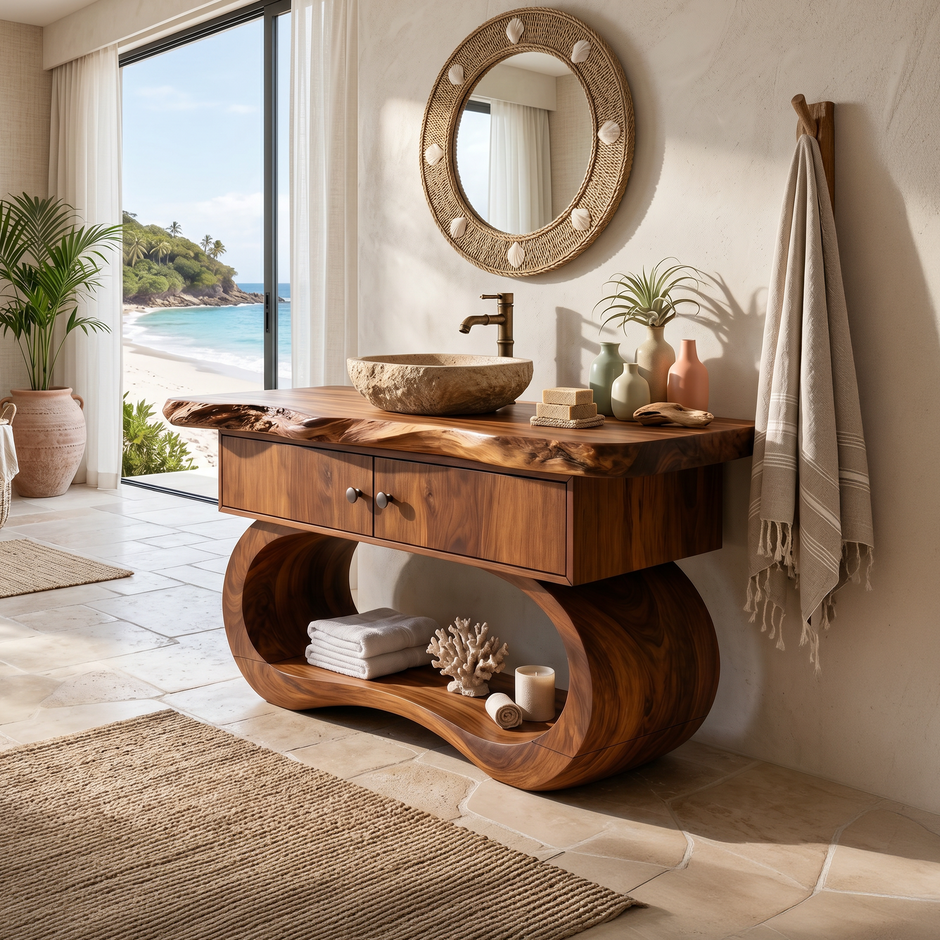Minimalist Organic Vanity With Open Shelf For Interior SILDTTNBRV064