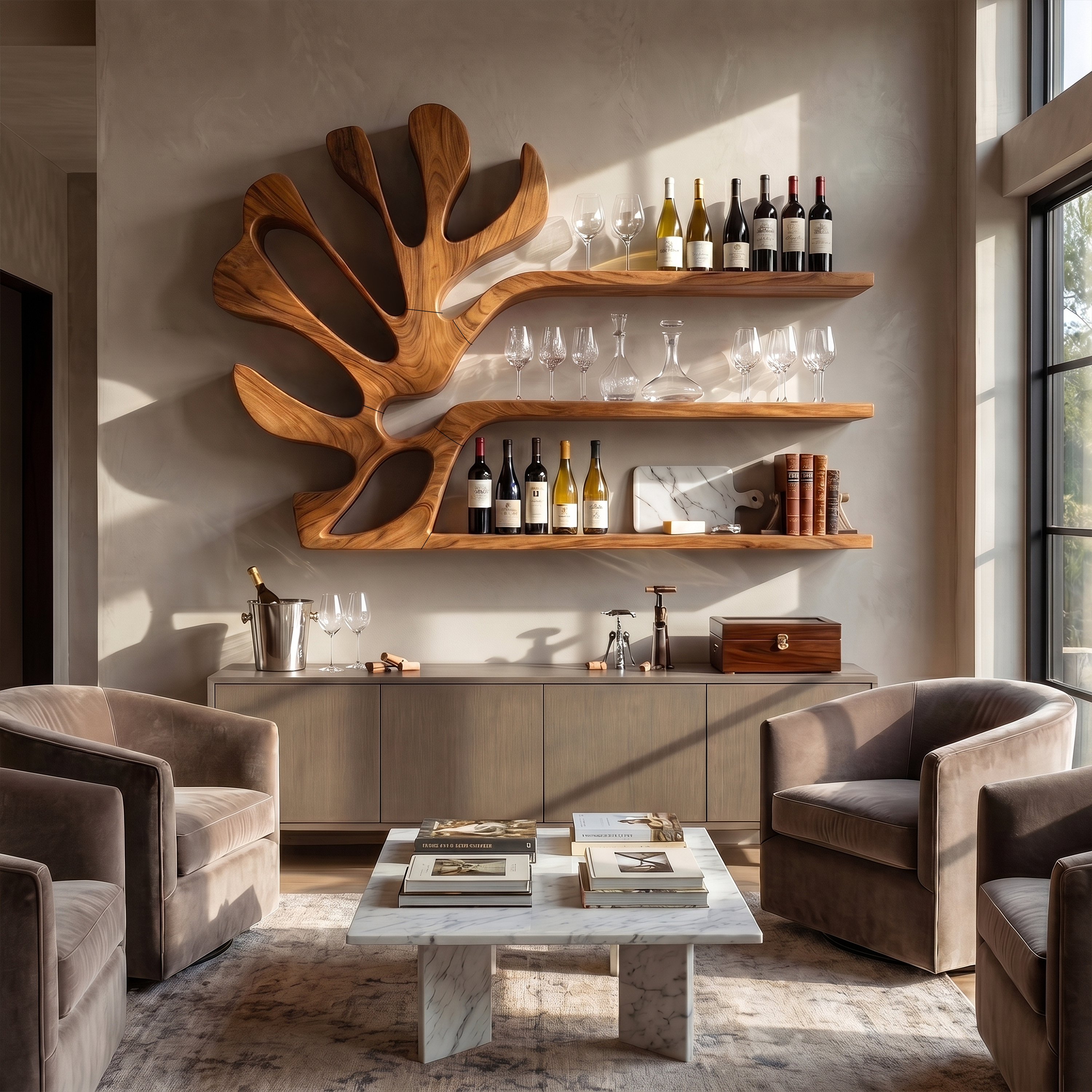 Rustic Wall Wine Rack For Breakfast Nook Bottle Arrangement SILDTTRWH084