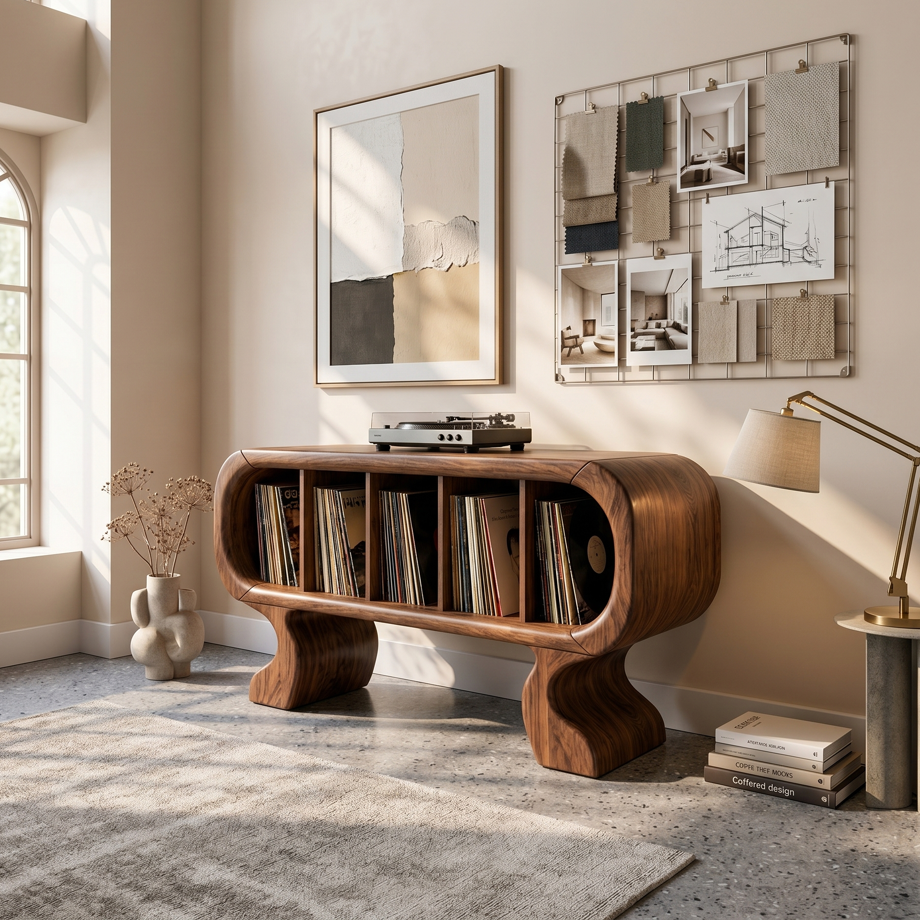 Contemporary Curved Record Player Stand Luxury Suite SILDTTRRPT039