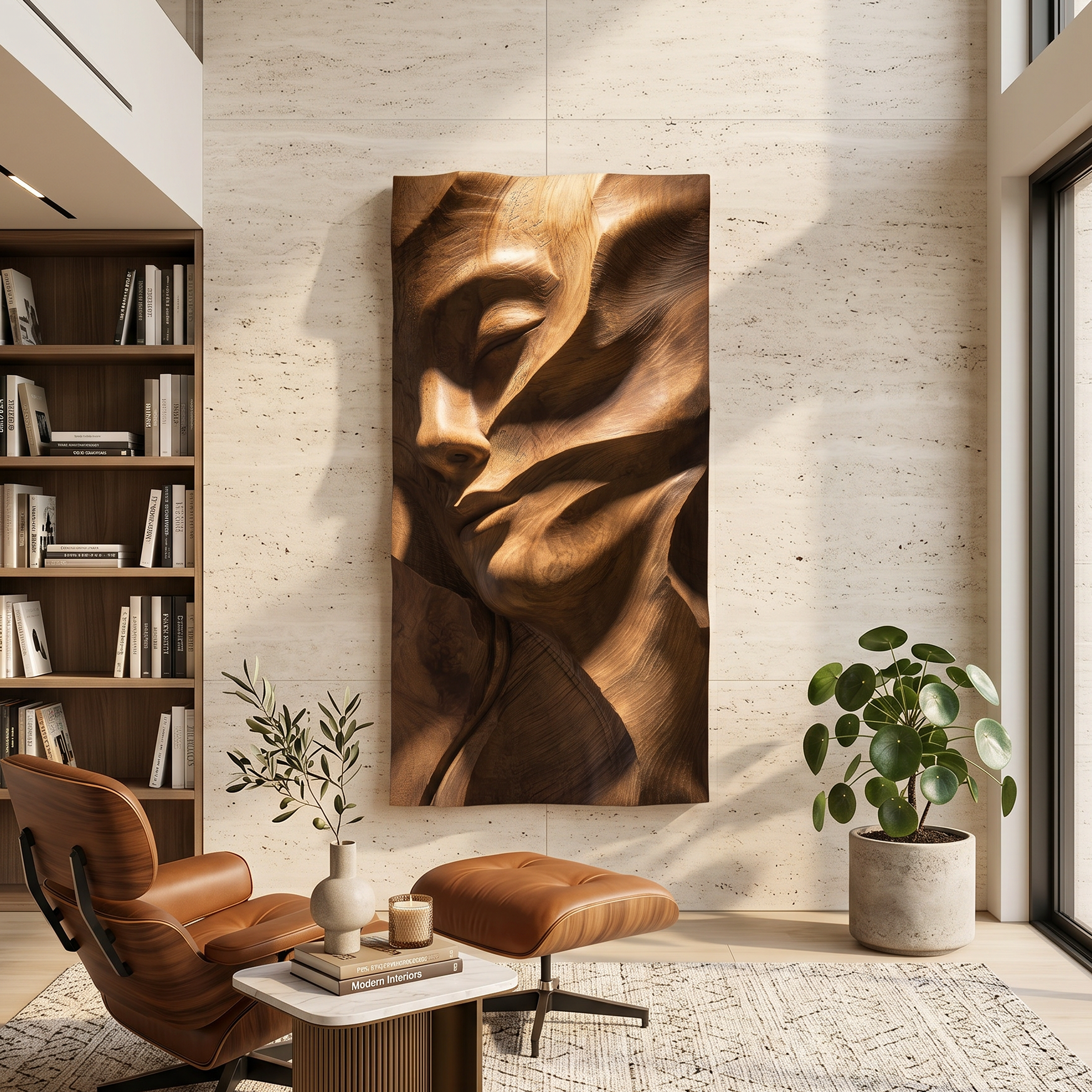Sculpted Female Face Wood Wall Art Luxury Reading Room Decor SILDTTRWA119