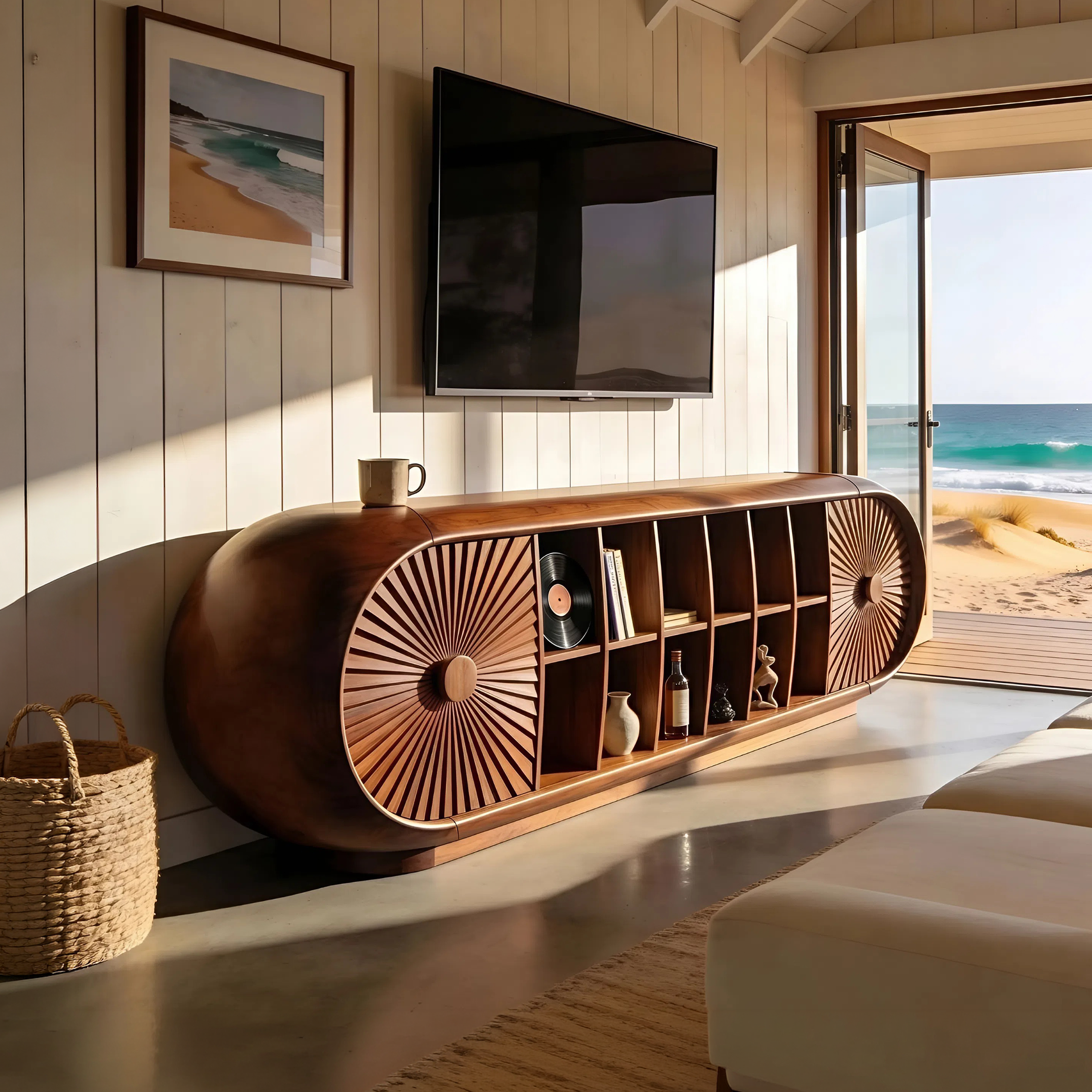 Scandinavian Organic TV Cabinet For Coastal Interior Space SILDTTNTVC151