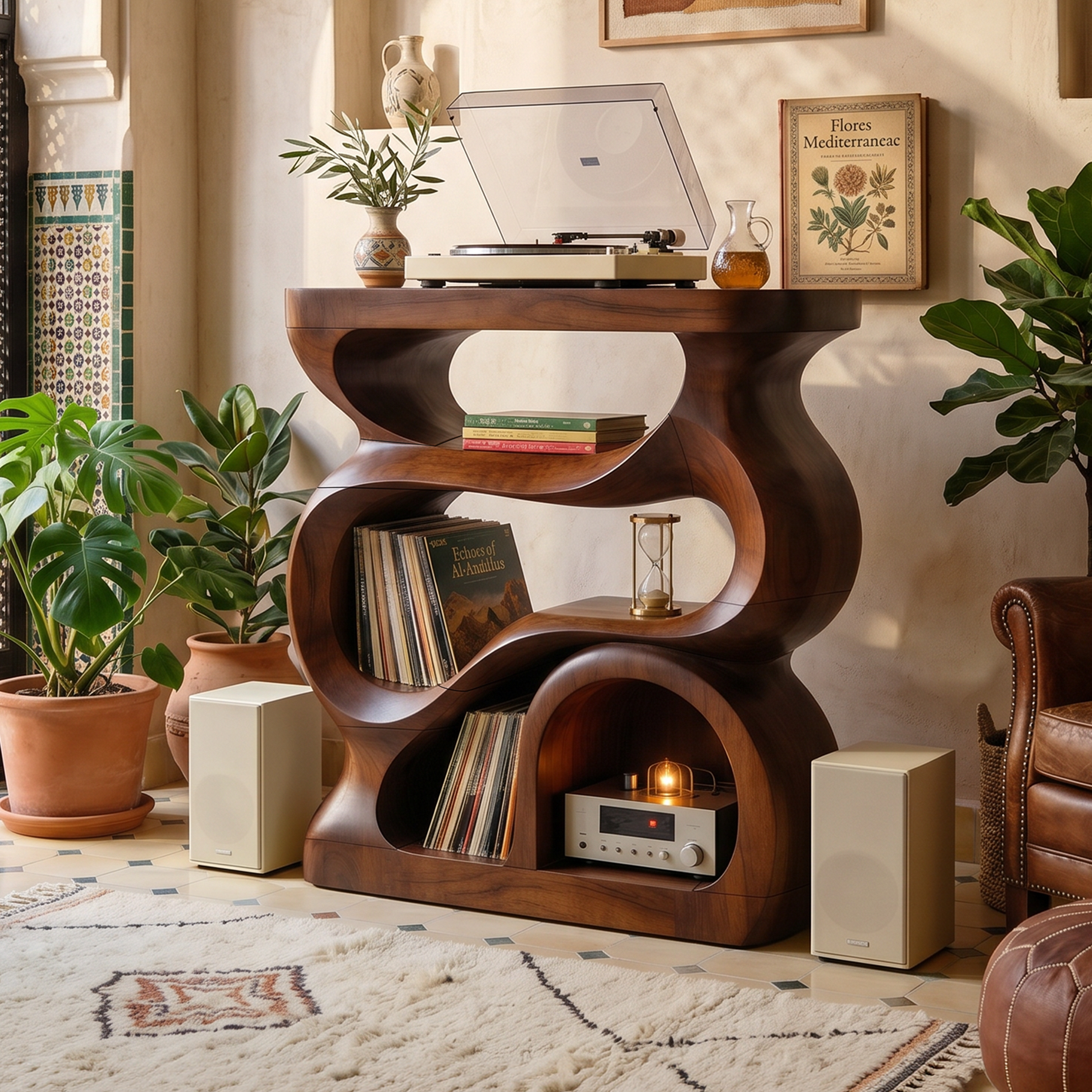 Modern Turntable Stand With Storage For Living Room SILDTTNRPT029