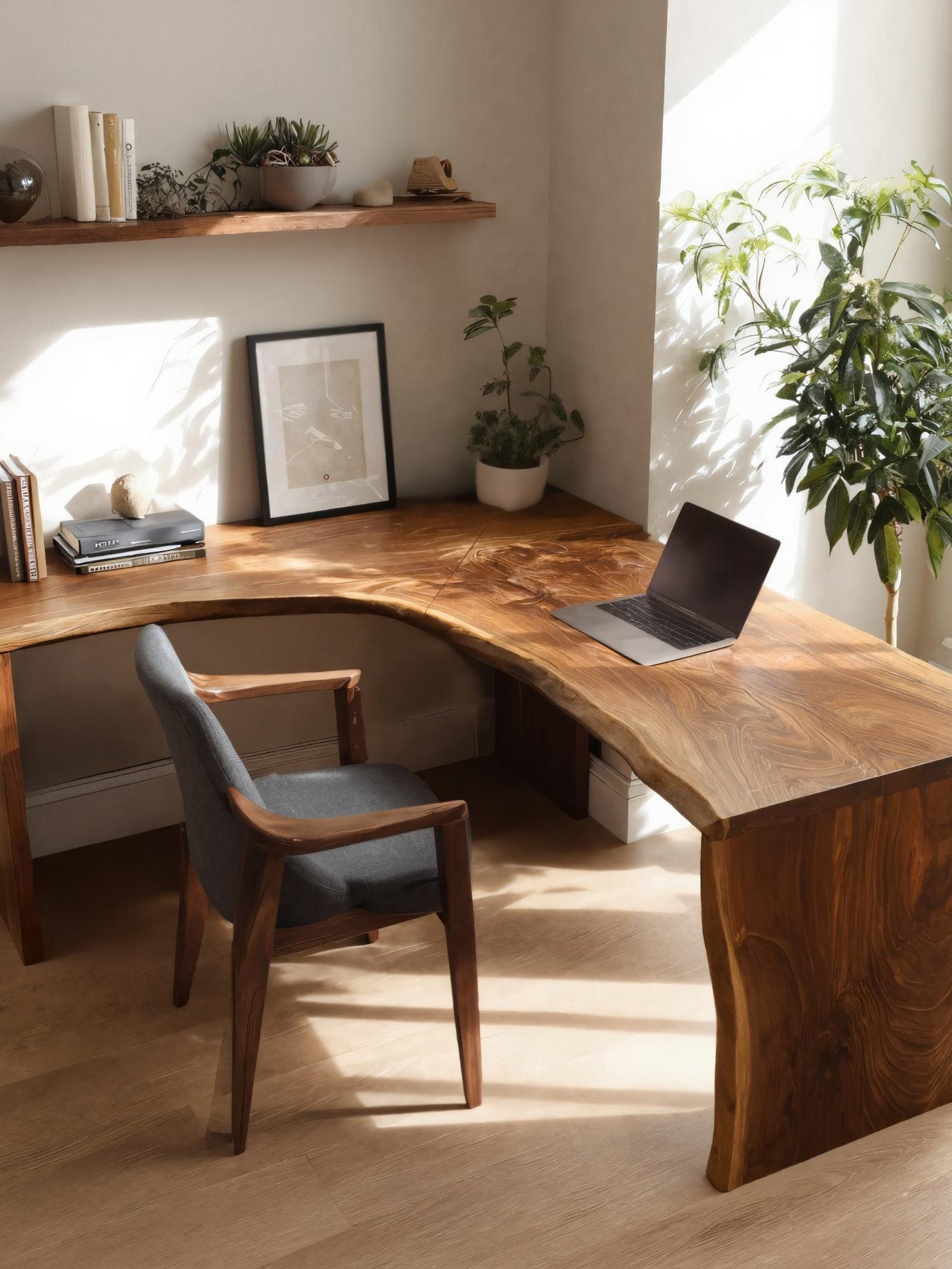 Modern Live Edge L Shaped Desk For Study Room SITHHNDE053