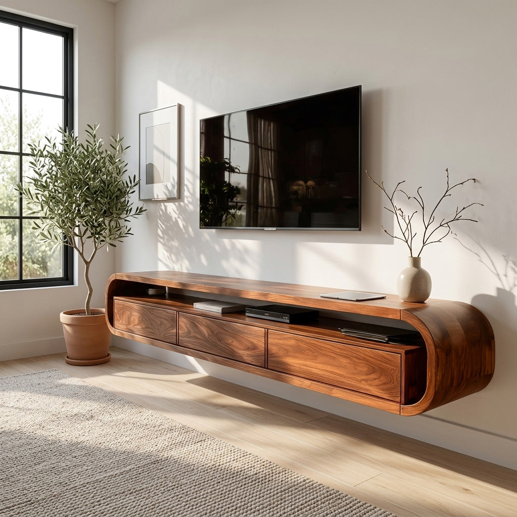Modern Wooden Floating TV Stand For Living Room Storage RTTHHNTVC112