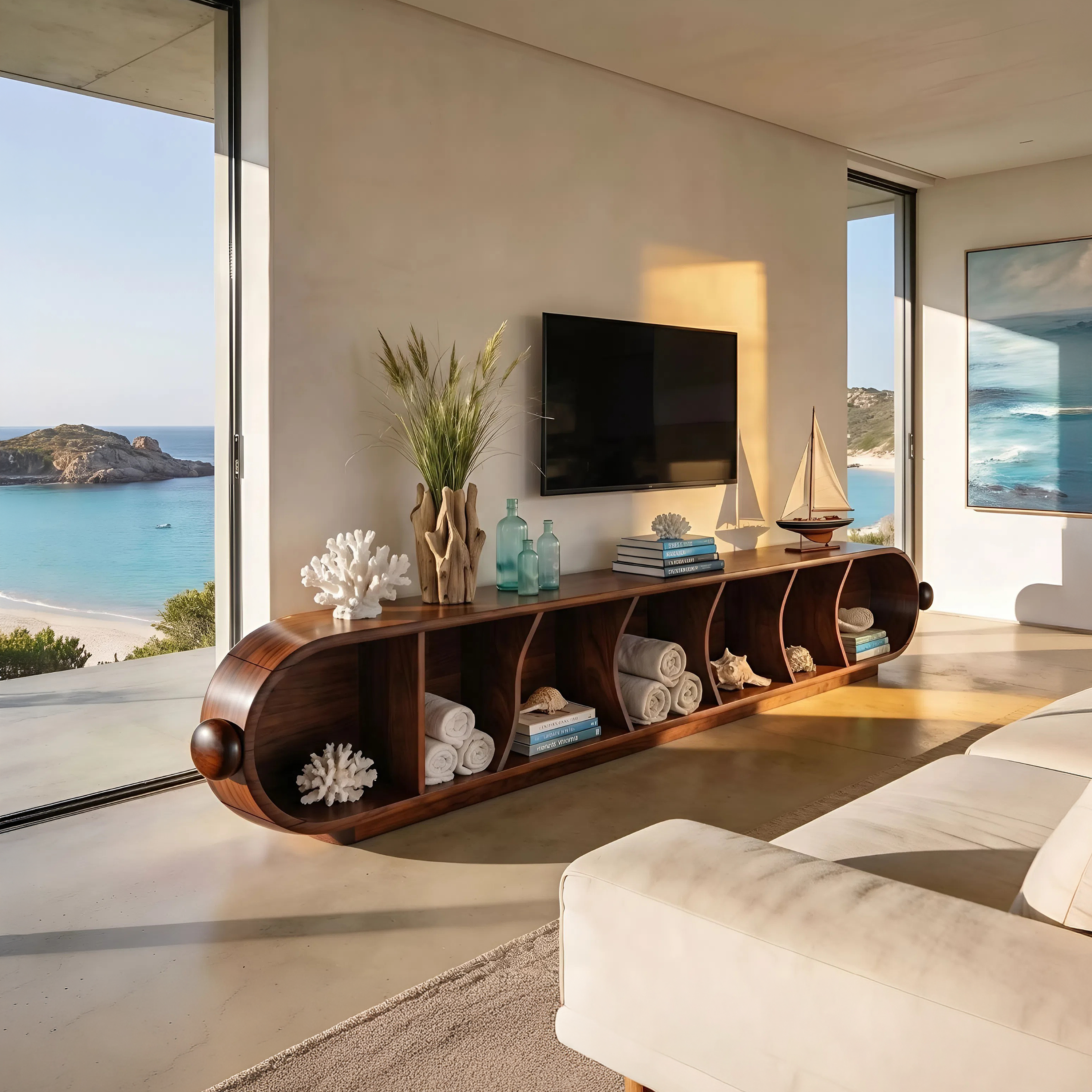 Contemporary Sculptural TV Stand For Penthouse Living Room SILDTTNTVC144
