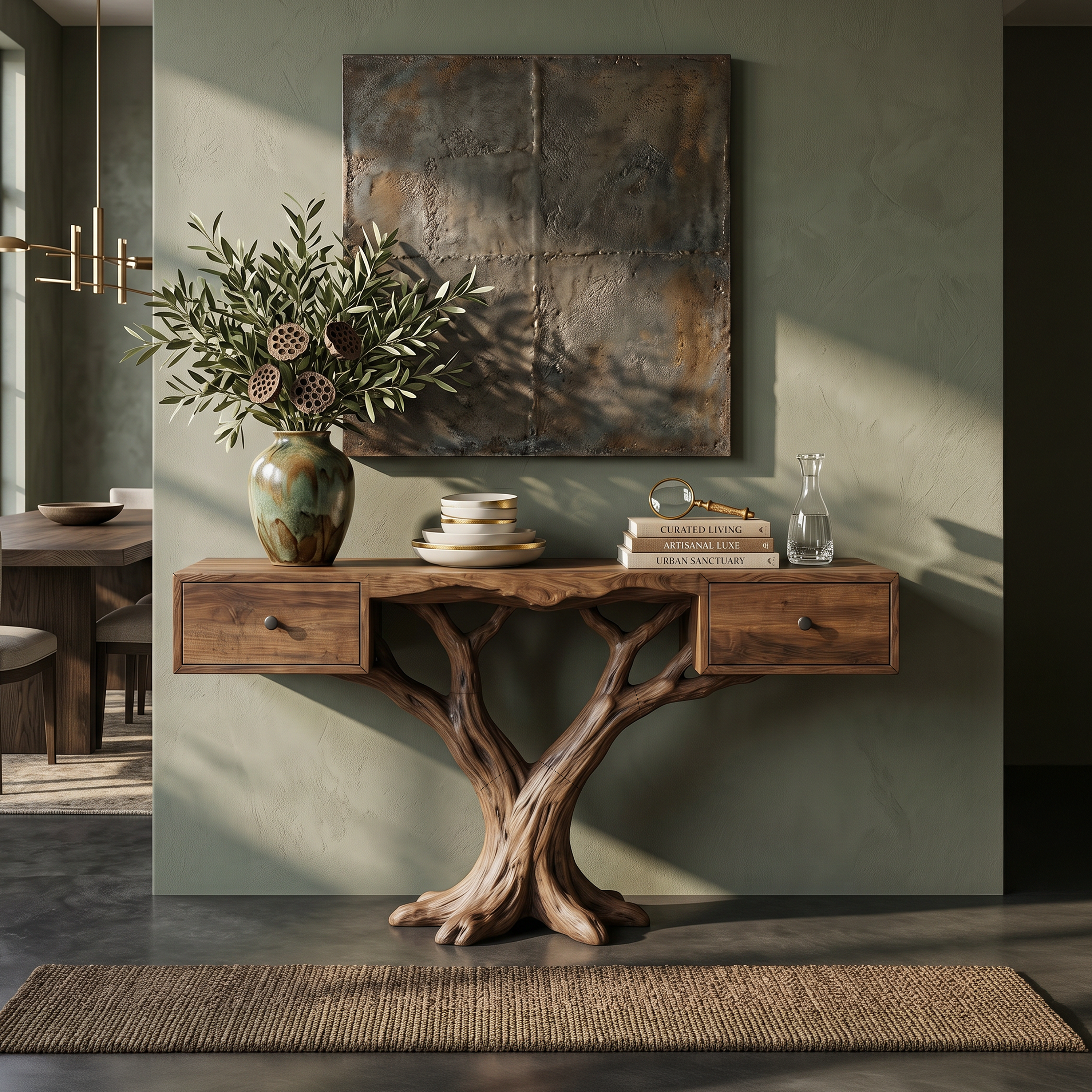 Organic Live Edge Console Table Contemporary Hallway SILDTTRCS091